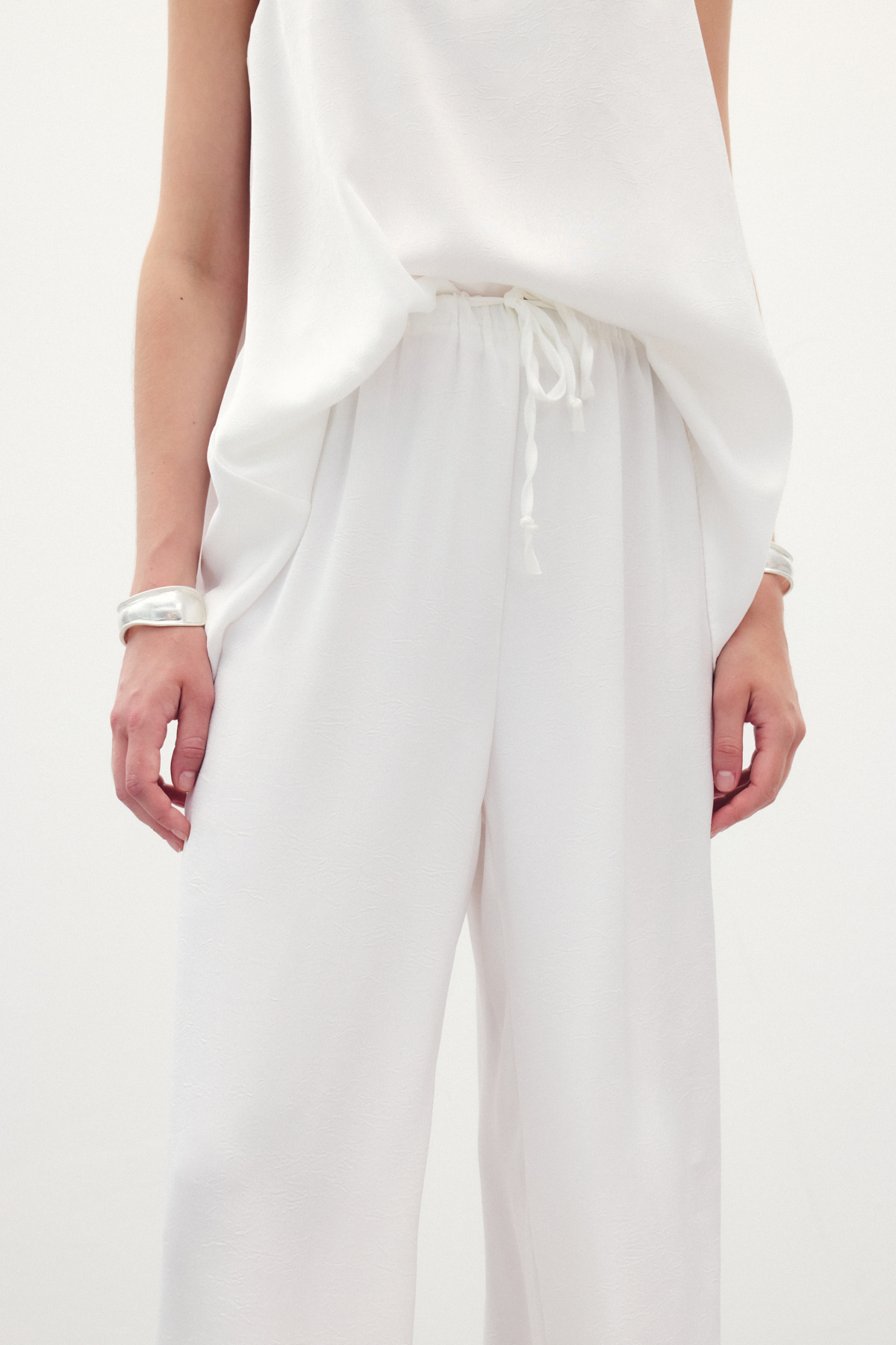 Bağcıklı Salaş Pantolon - Ekru