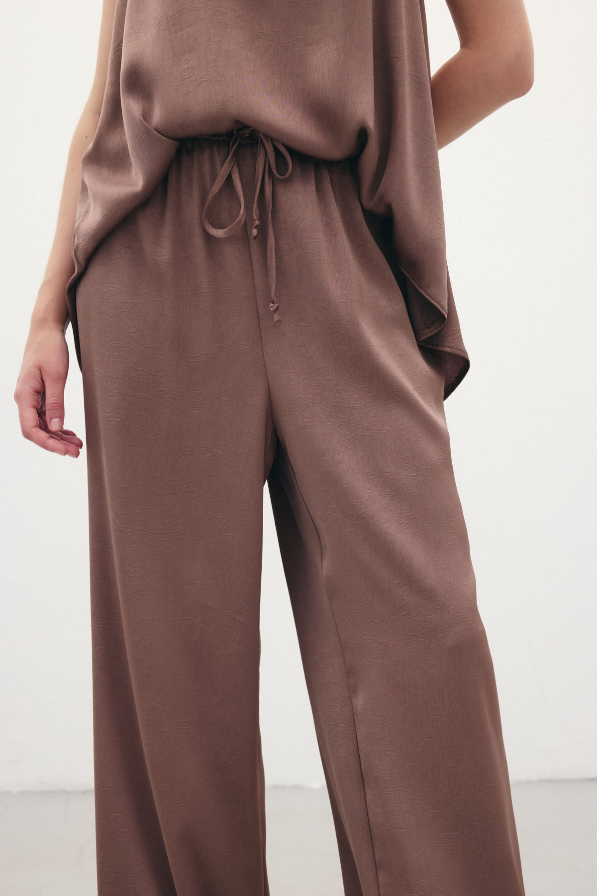 Bağcıklı Salaş Pantolon - Kahve