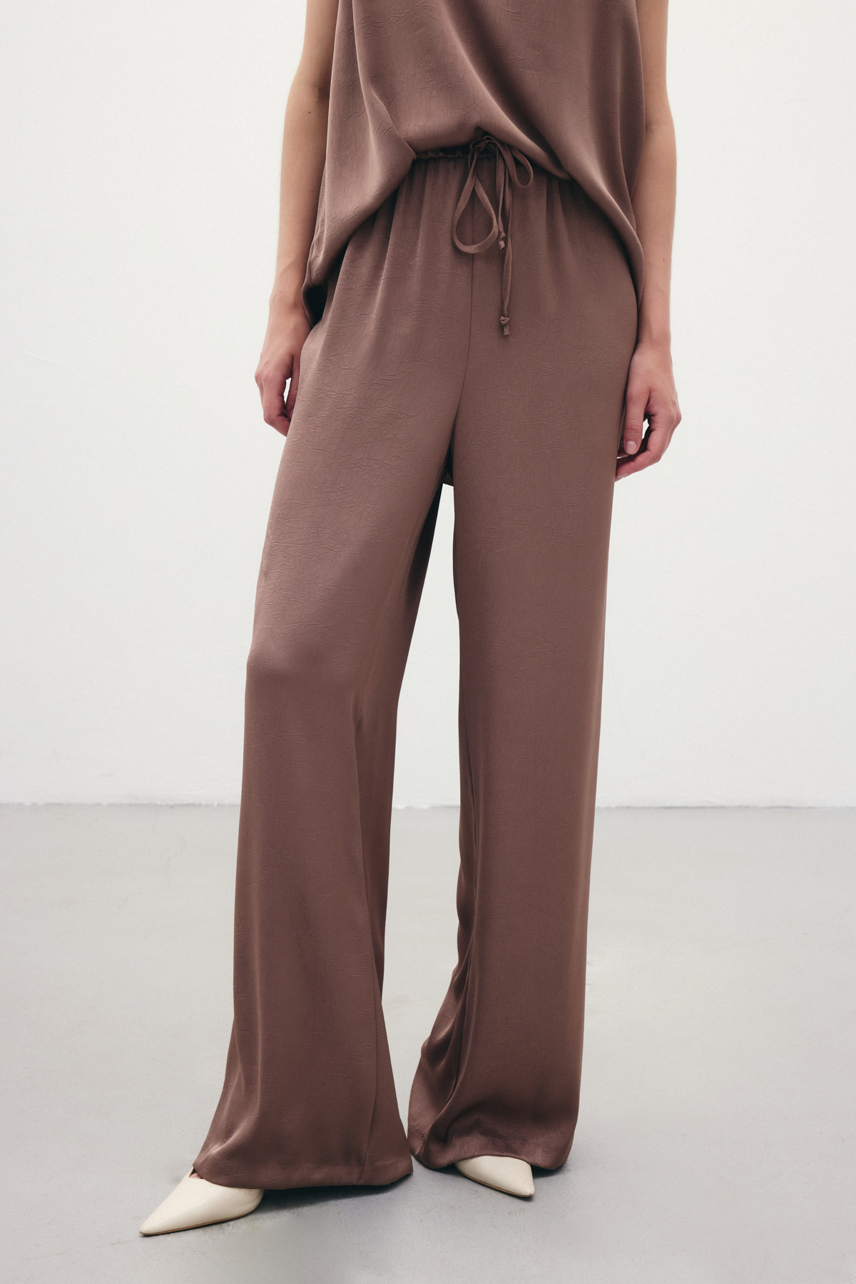 Bağcıklı Salaş Pantolon - Kahve