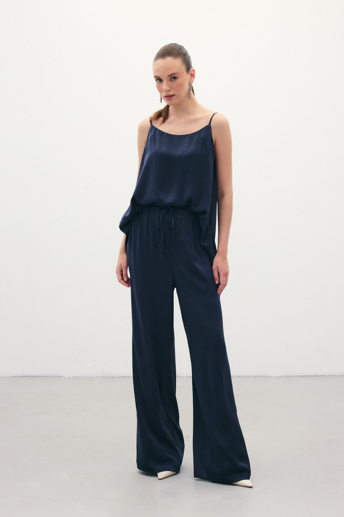 Bağcıklı Salaş Pantolon - Lacivert