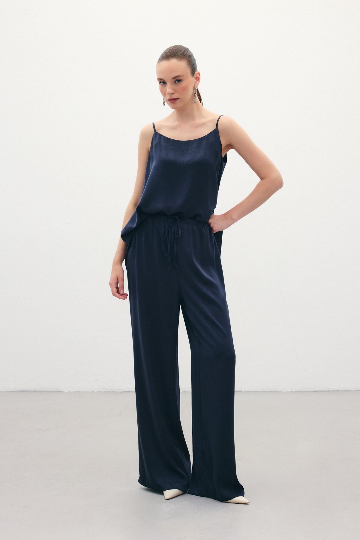 Bağcıklı Salaş Pantolon - Lacivert