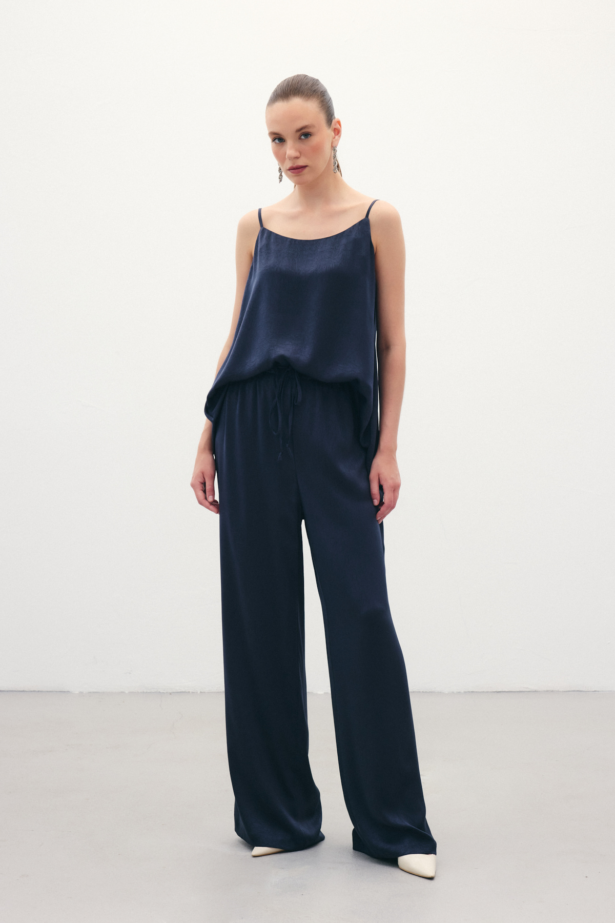 Bağcıklı Salaş Pantolon - Lacivert