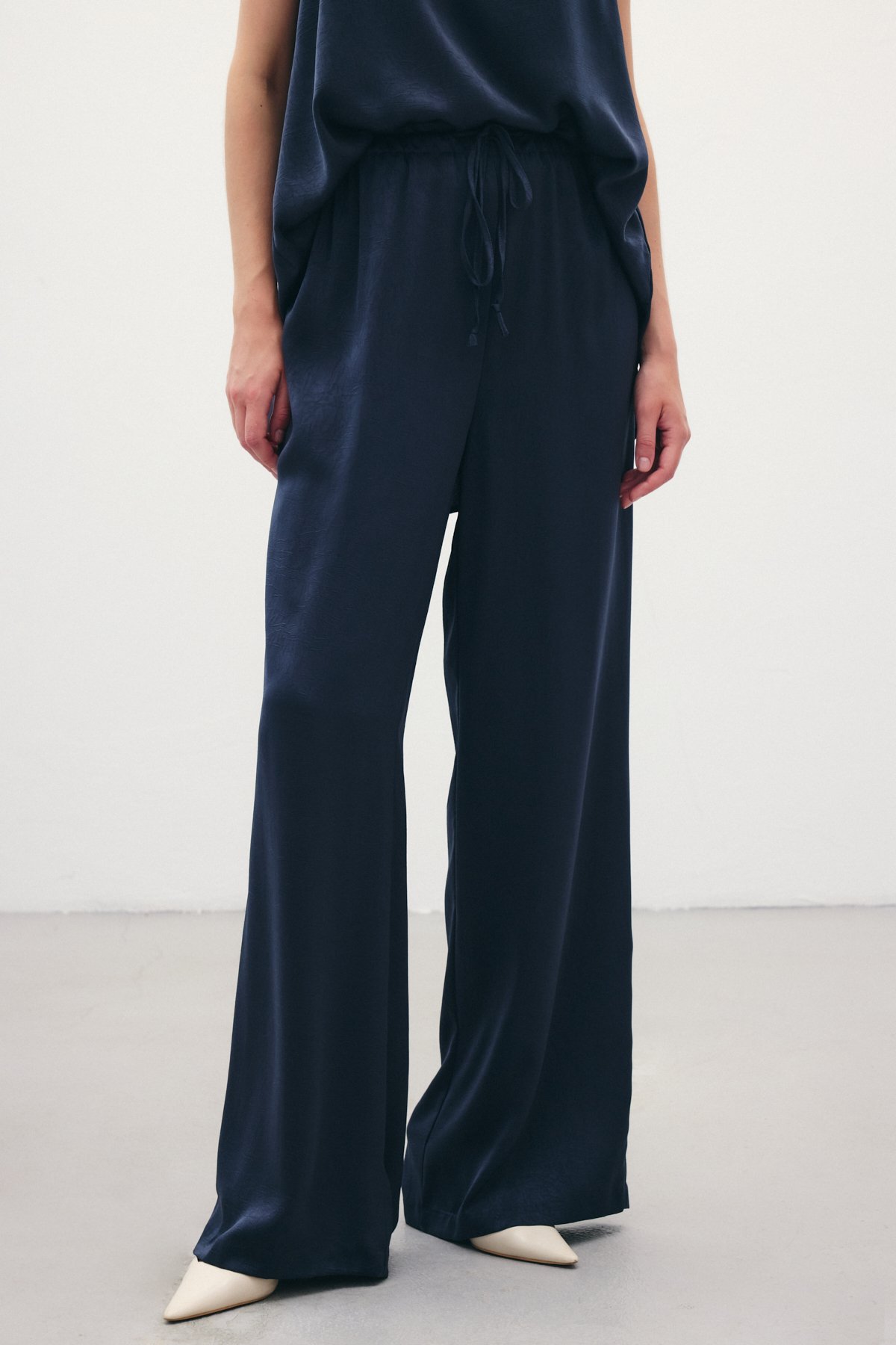 Bağcıklı Salaş Pantolon - Lacivert