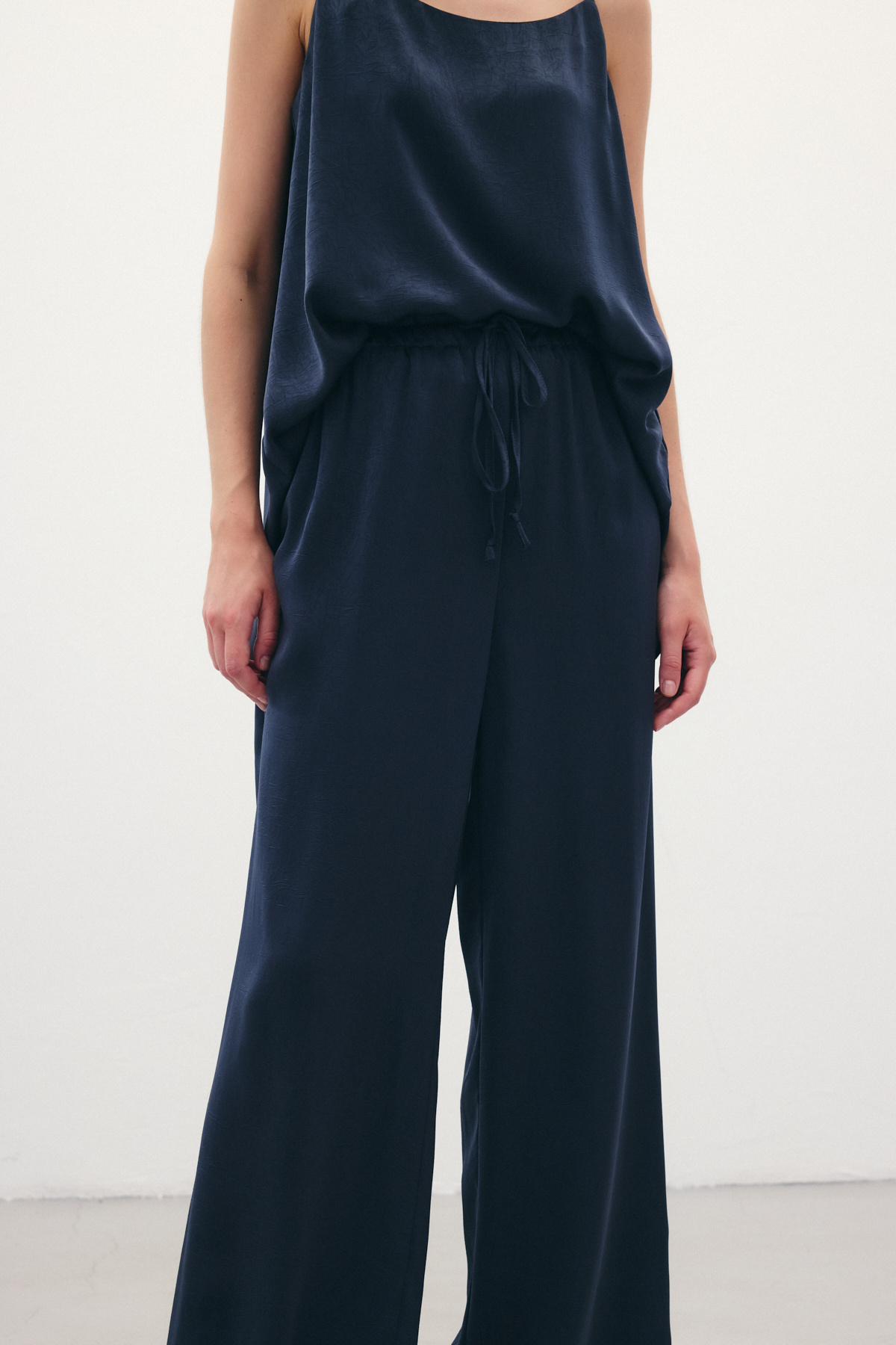 Bağcıklı Salaş Pantolon - Lacivert