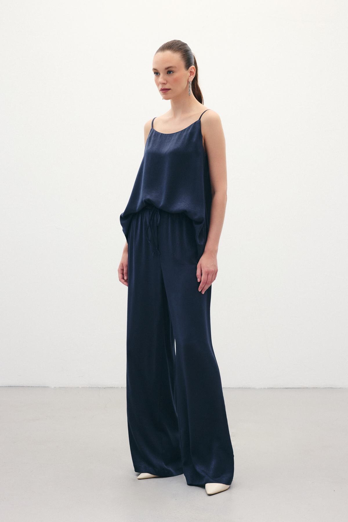 Bağcıklı Salaş Pantolon - Lacivert