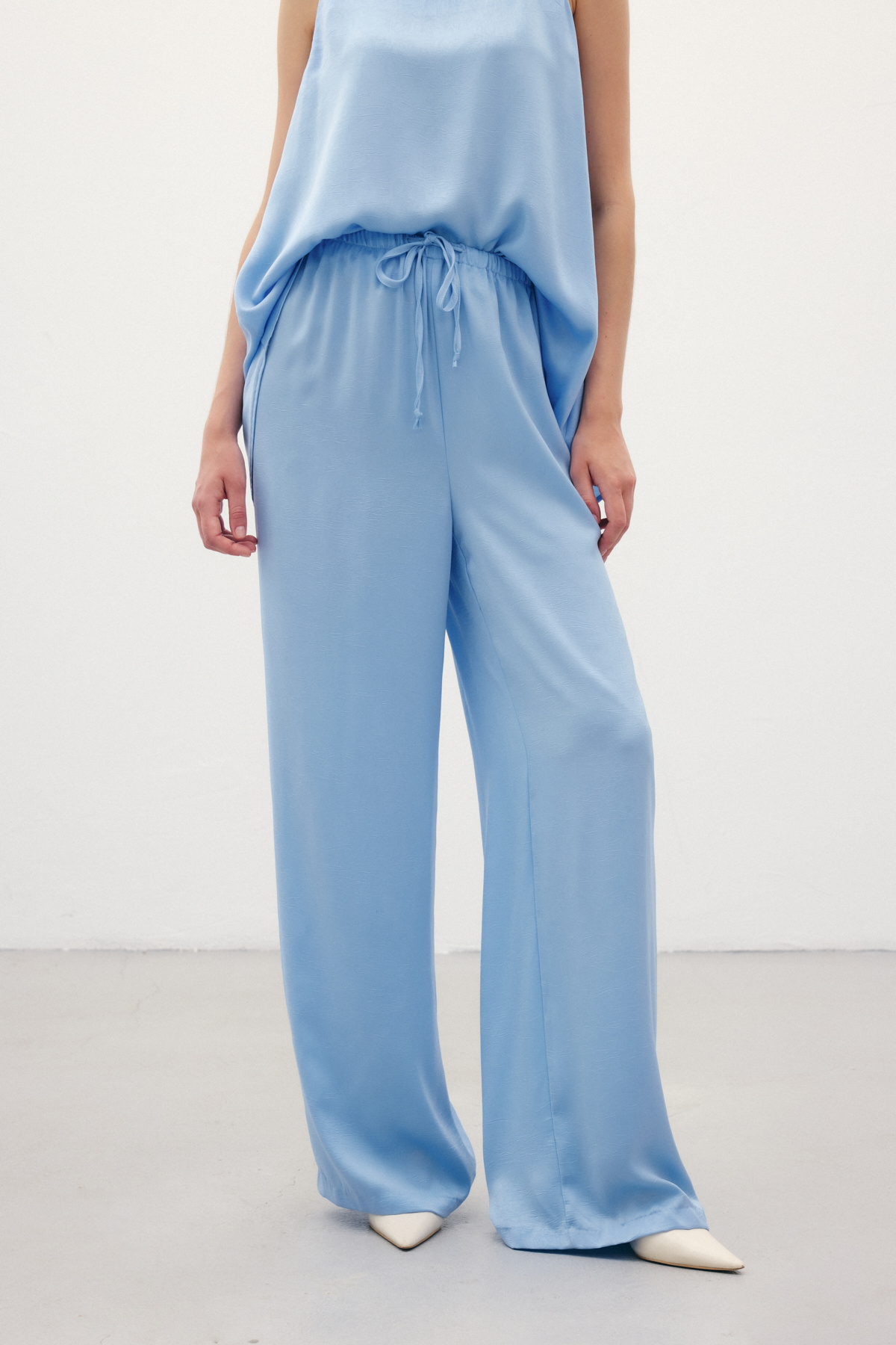 Bağcıklı Salaş Pantolon - Mavi