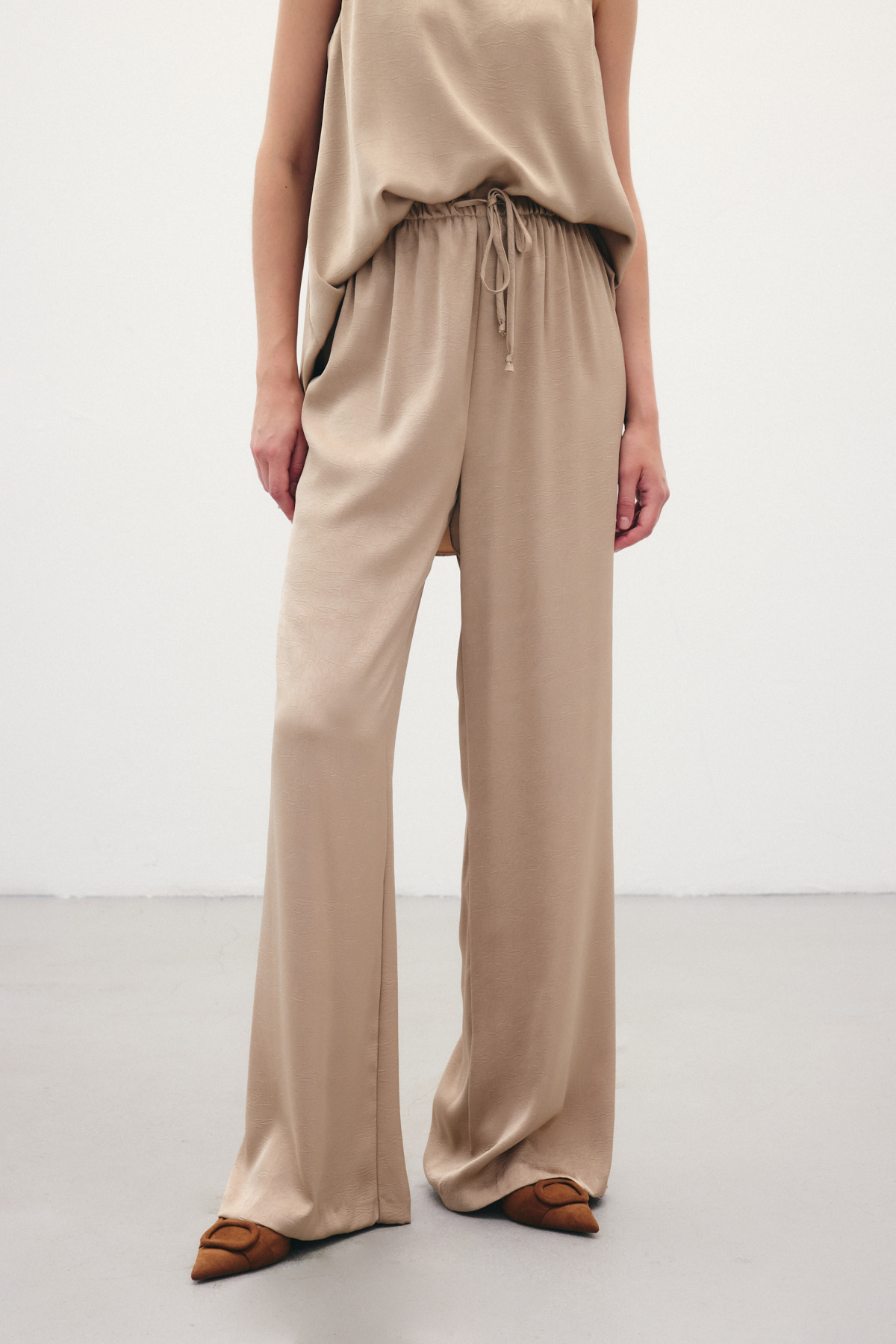 Bağcıklı Salaş Pantolon - Vizon