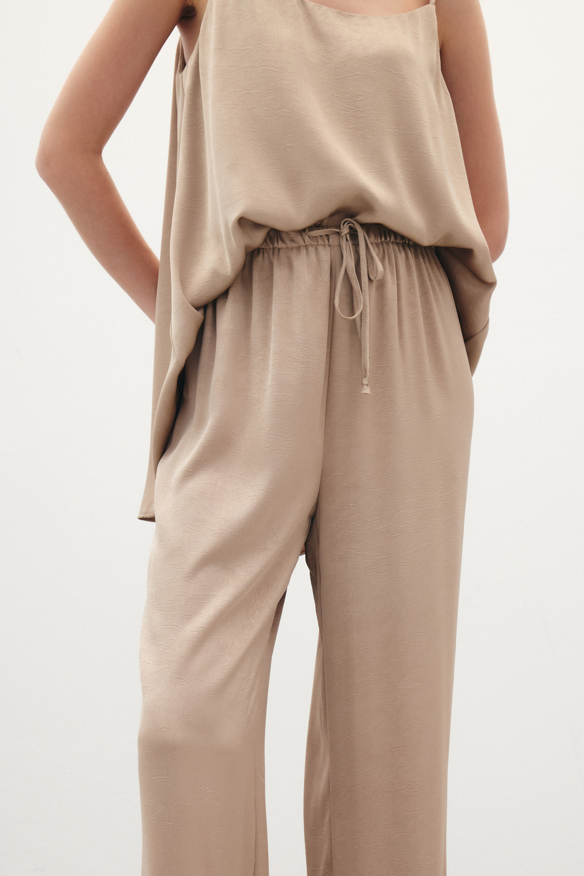 Bağcıklı Salaş Pantolon - Vizon