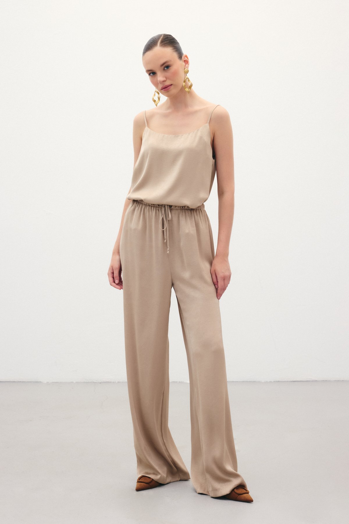 Bağcıklı Salaş Pantolon - Vizon