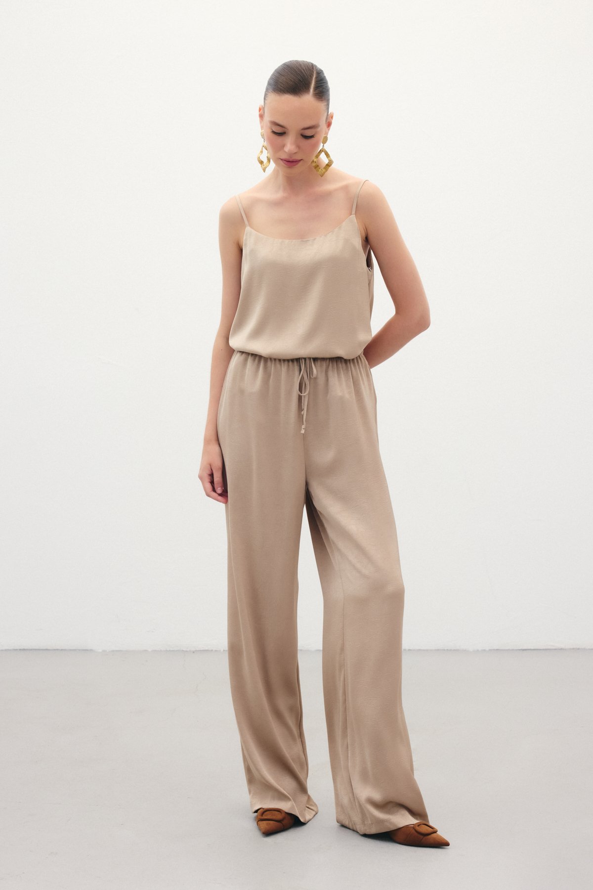 Bağcıklı Salaş Pantolon - Vizon