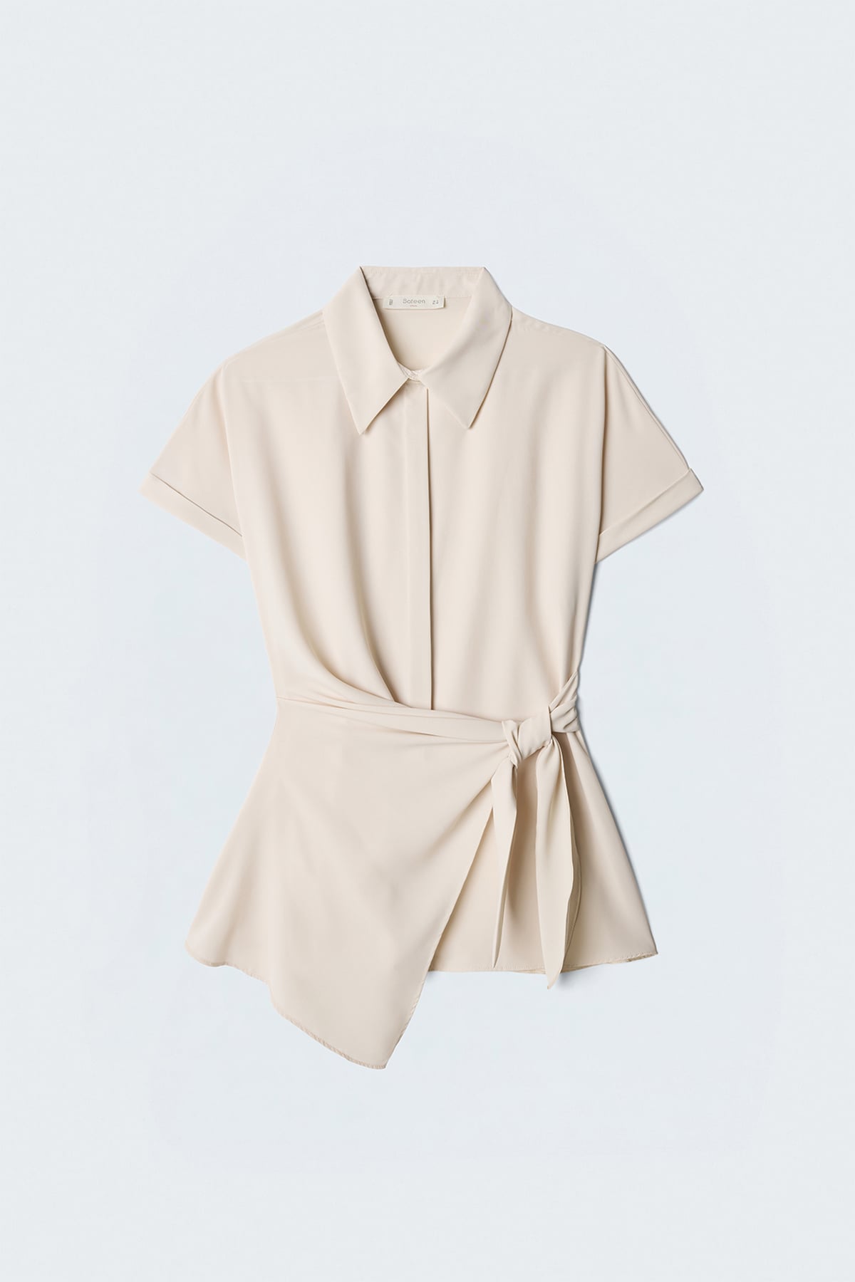 Bağlama Detaylı Gömlek - Bej