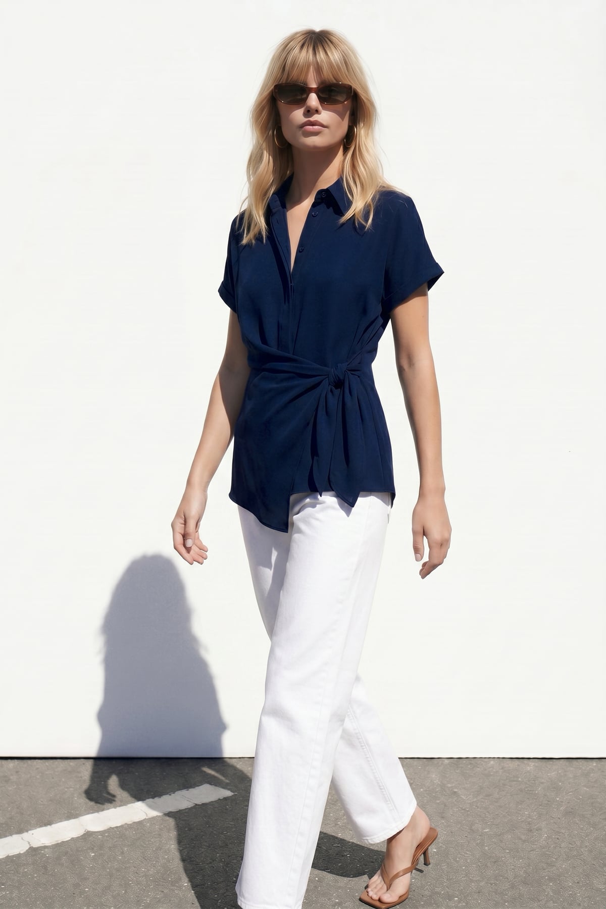 Shirt with Tie Detail - Blue