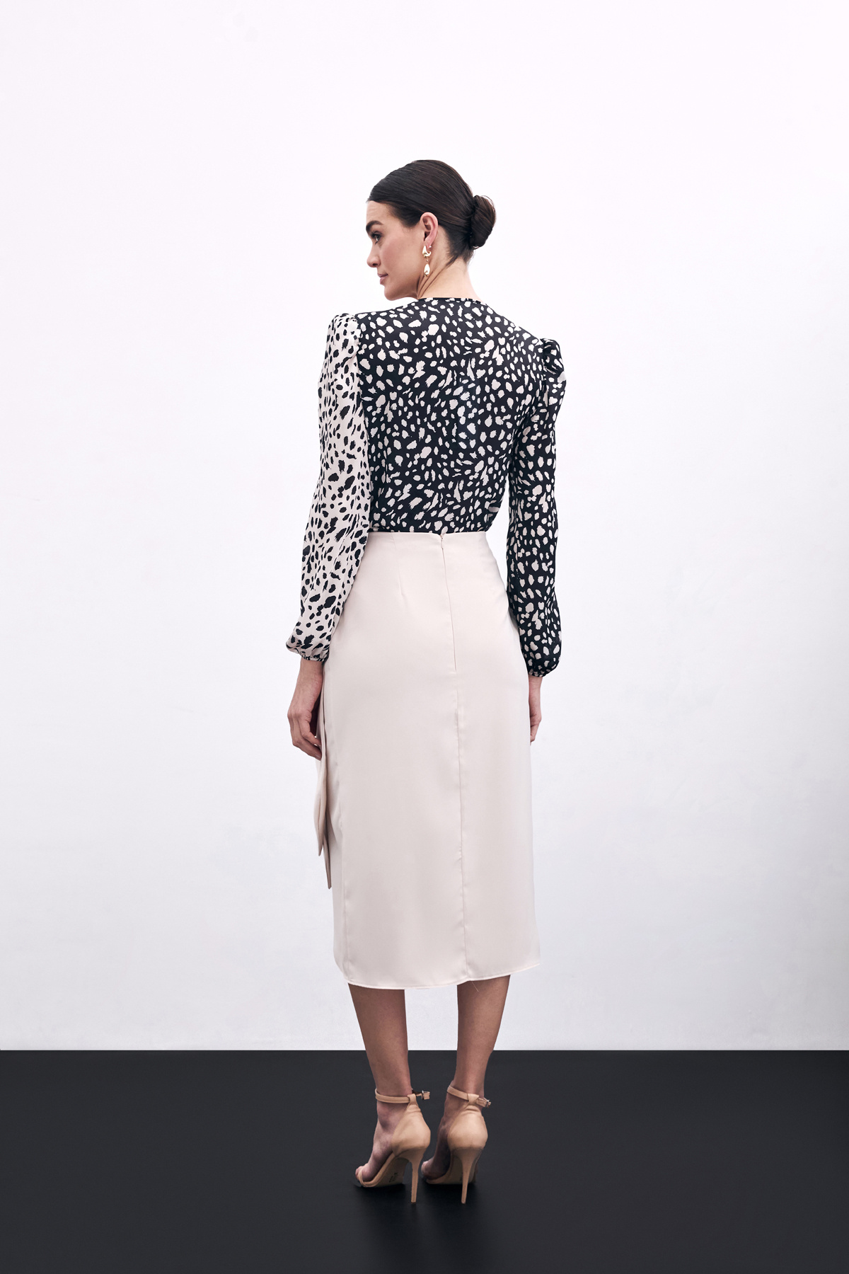 Bağlama Detaylı Kruvaze Etek - Bej