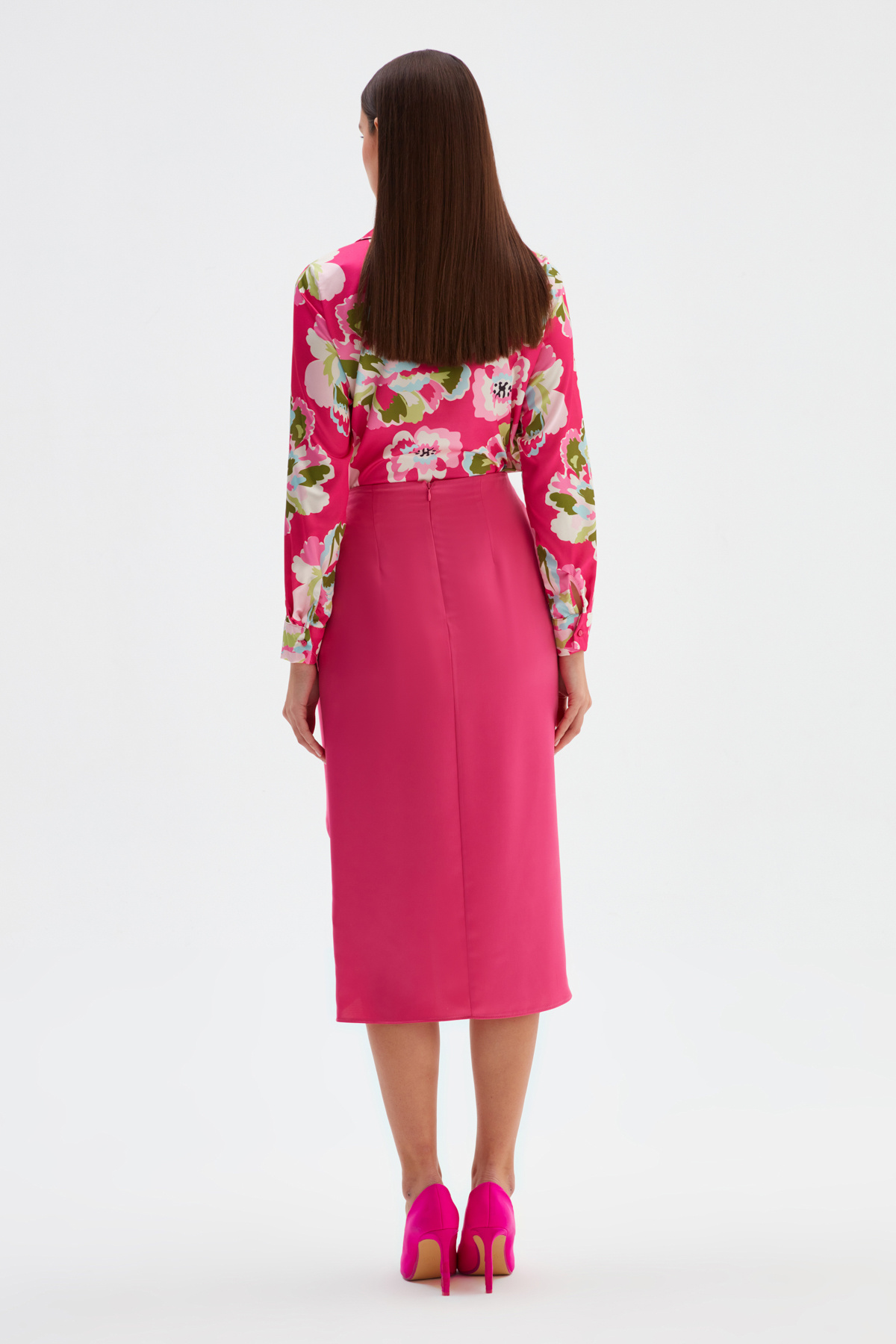 Tie Detailed Double Breasted Skirt - FuchsIa