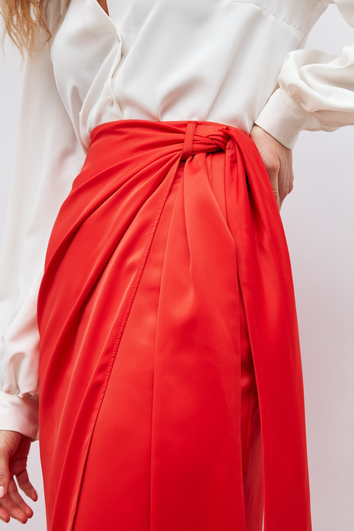 Bağlama Detaylı Kruvaze Etek - MERCAN