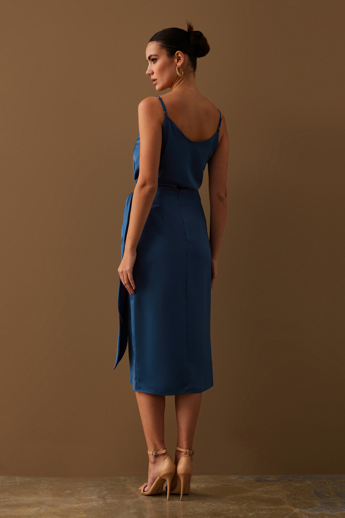 Bağlama Detaylı Kruvaze Etek - SAX MAVİ