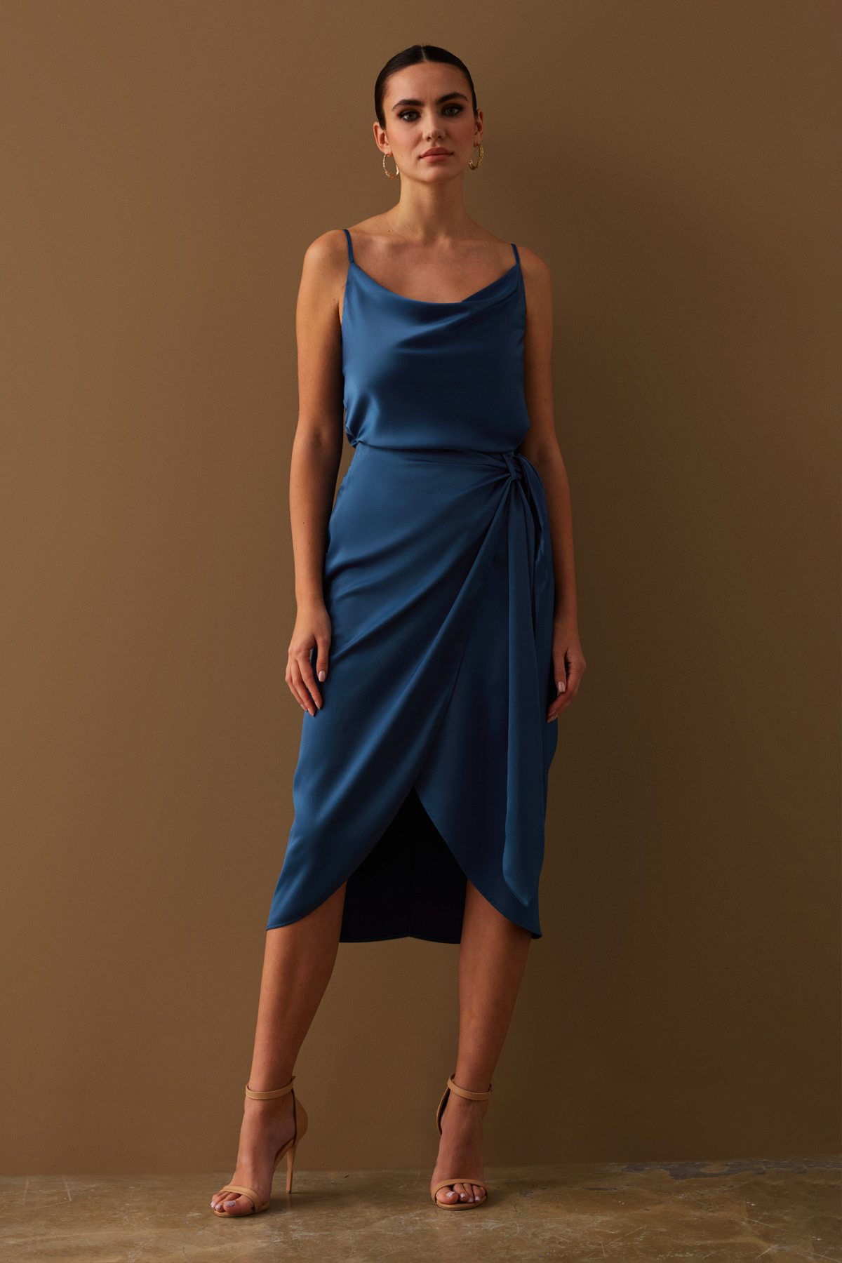 Bağlama Detaylı Kruvaze Etek - SAX MAVİ