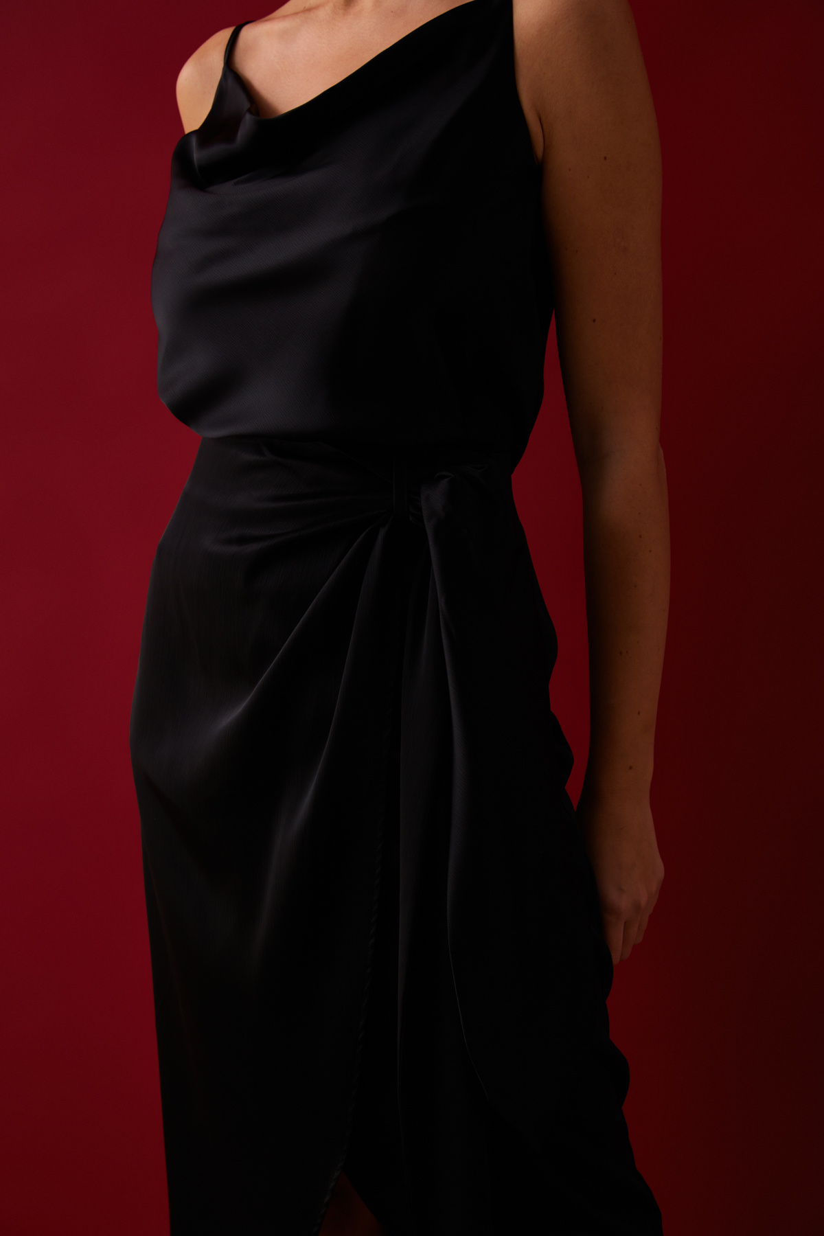 Tie Detailed Double Breasted Skirt - BLACK