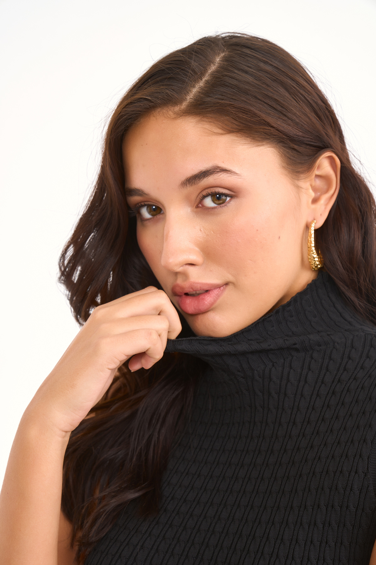 Turtleneck pattern knitwear - BLACK