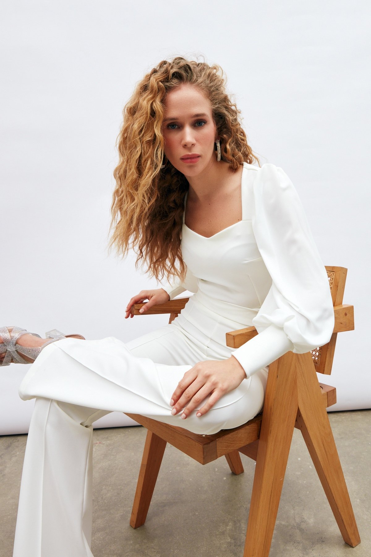 Balon Kol Crop Bluz - EKRU