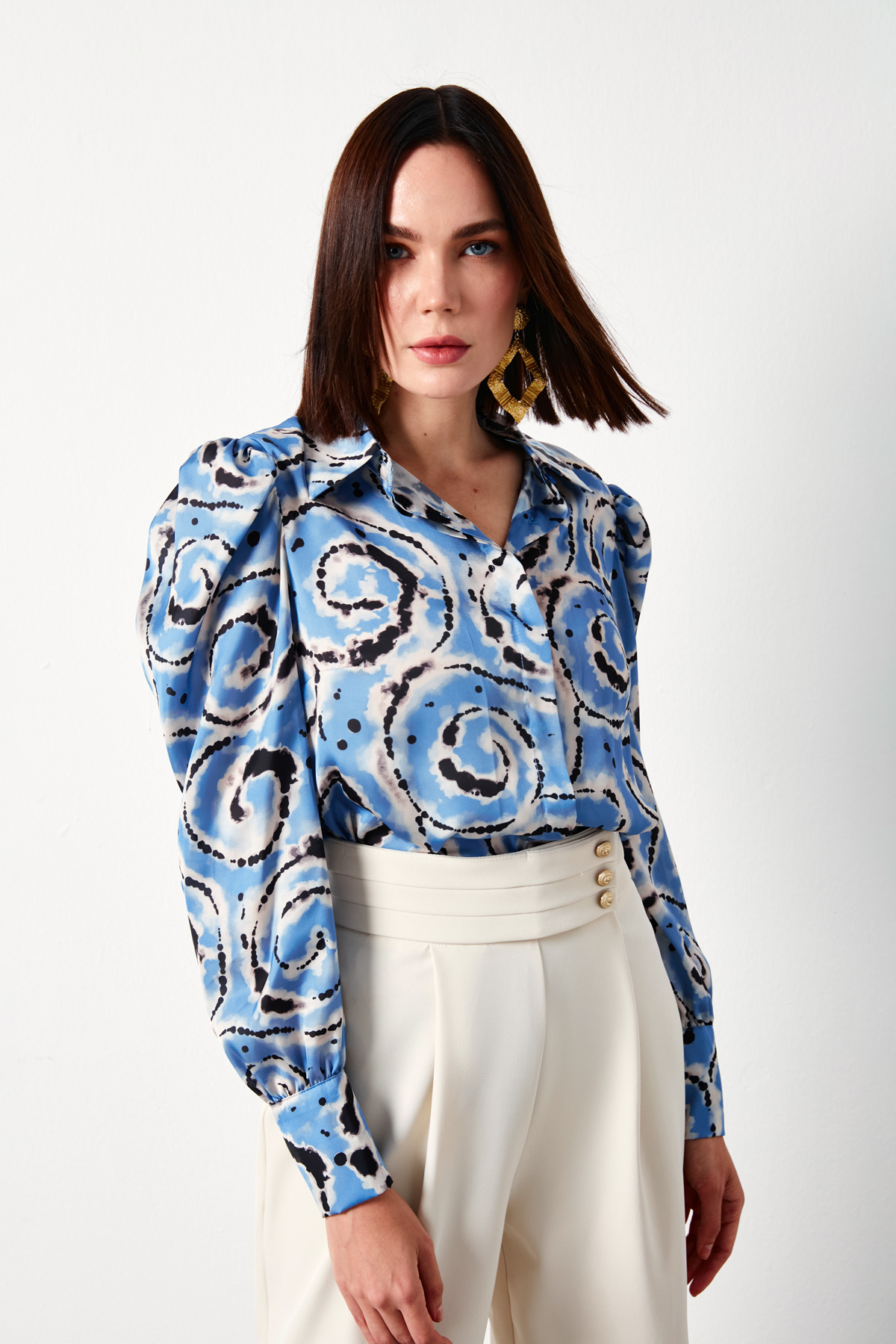 Balon Kol Desenli Gömlek - BEBE MAVİ