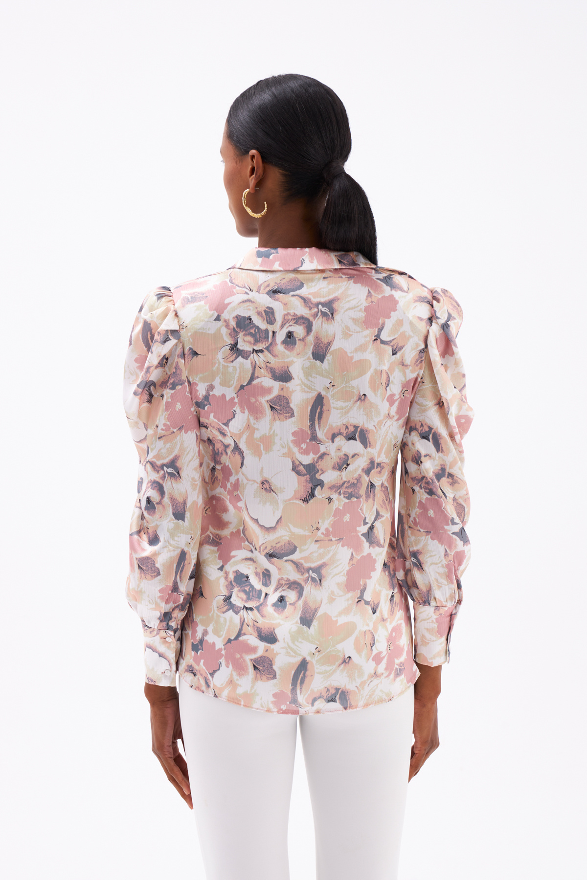 Balloon Sleeve Patterned Shirt - GUL KURUSU