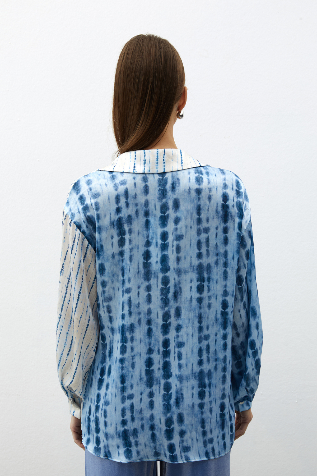 Balon Kol Desenli Gömlek - İNDİGO