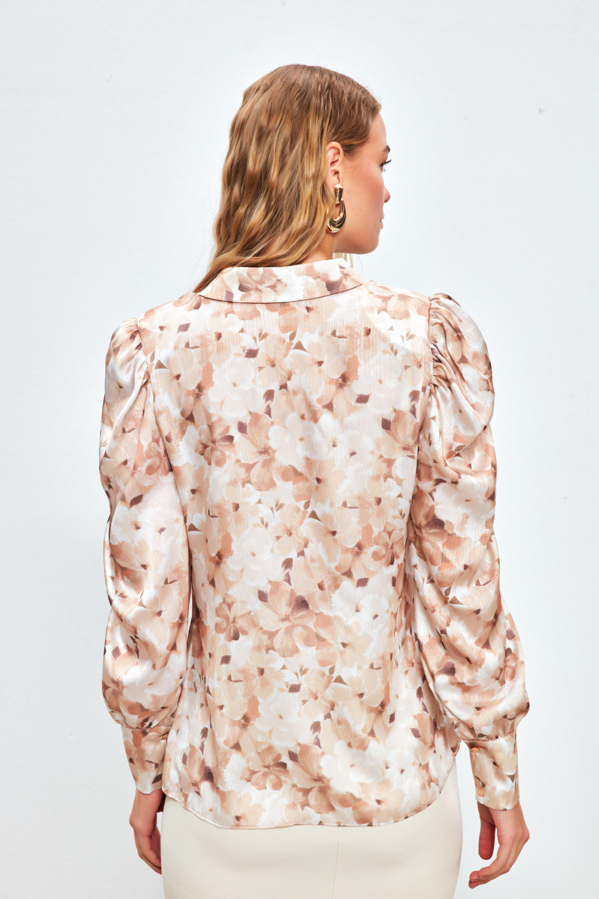 Balon Kol Desenli Gömlek - VİZON