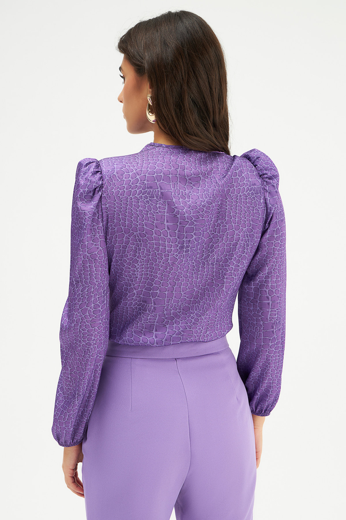 Balon Kol Kruvaze Bodysuit - MOR