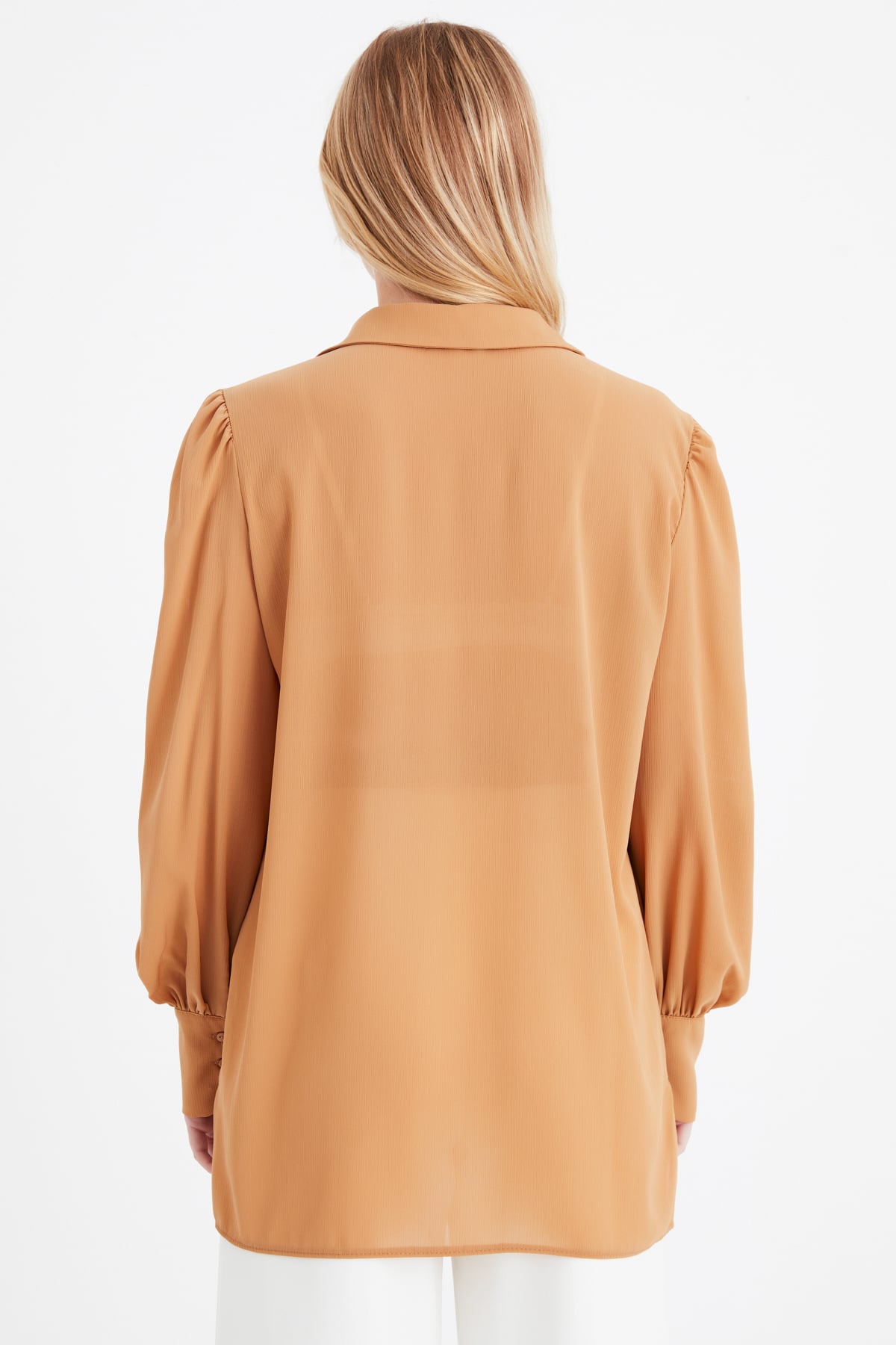 Balloon sleeve shabby shirt - CAMEL