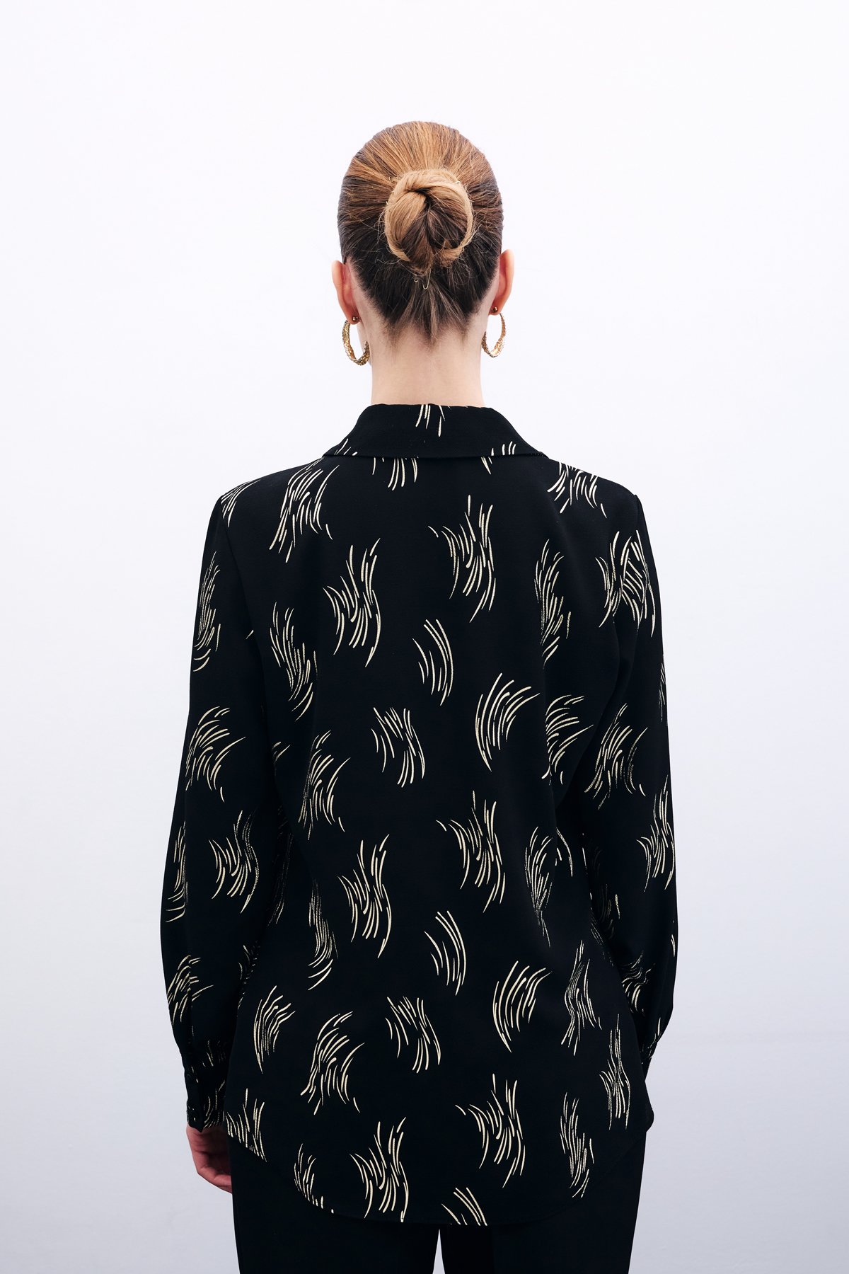 Baskılı Klasik Gömlek - Gold