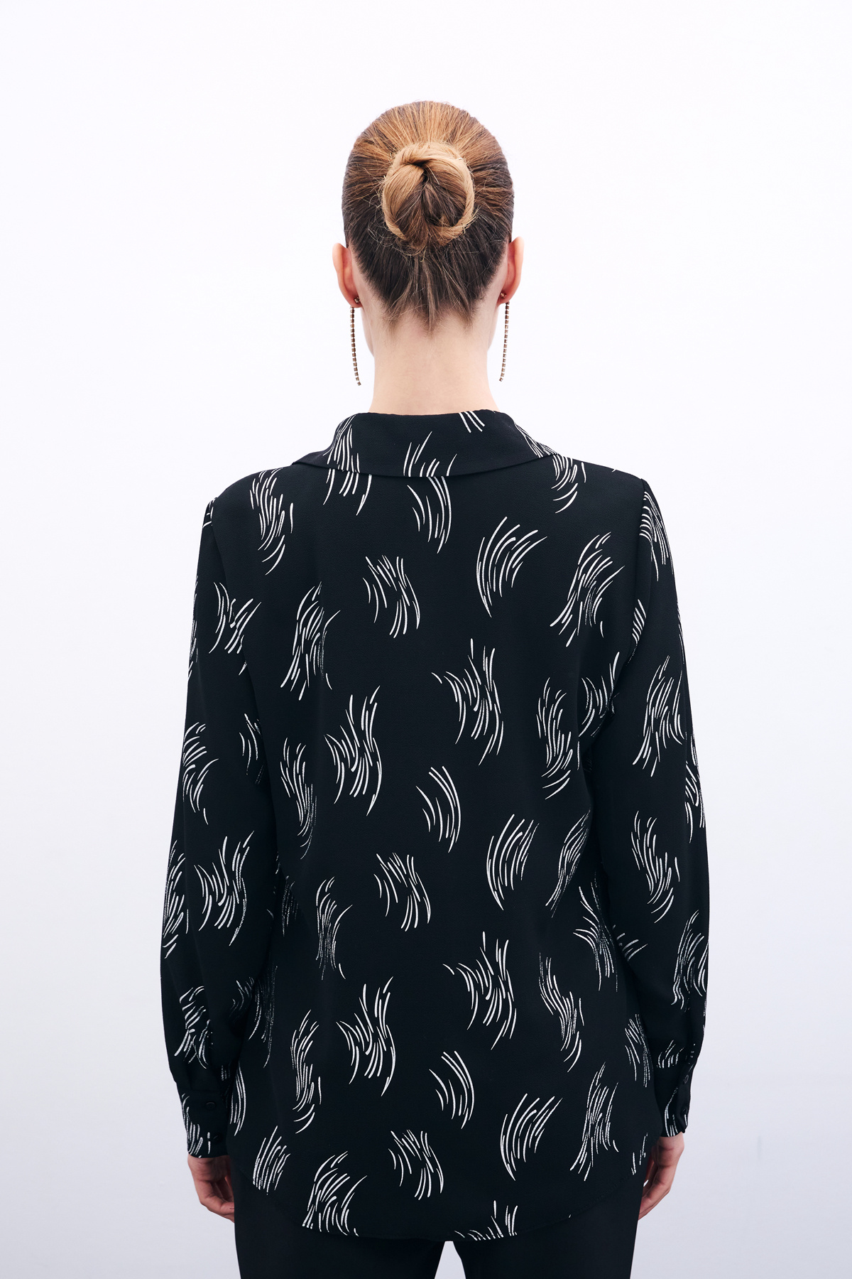 Baskılı Klasik Gömlek - Gümüş