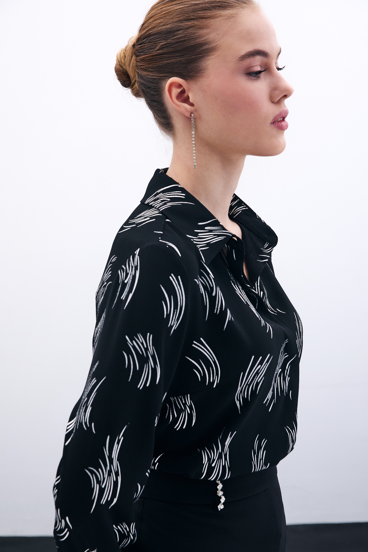 Baskılı Klasik Gömlek - Gümüş