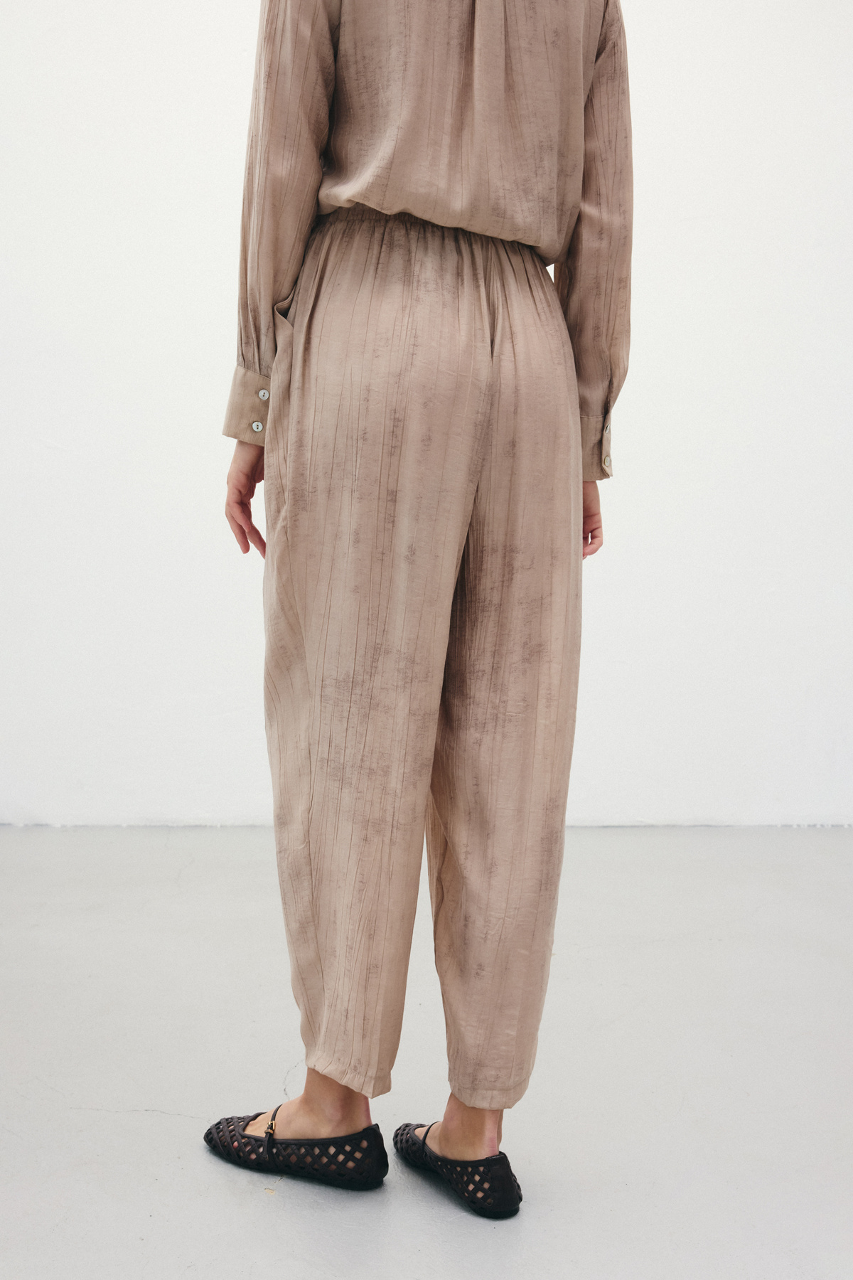 Batık Desenli  Pantolon - Bej