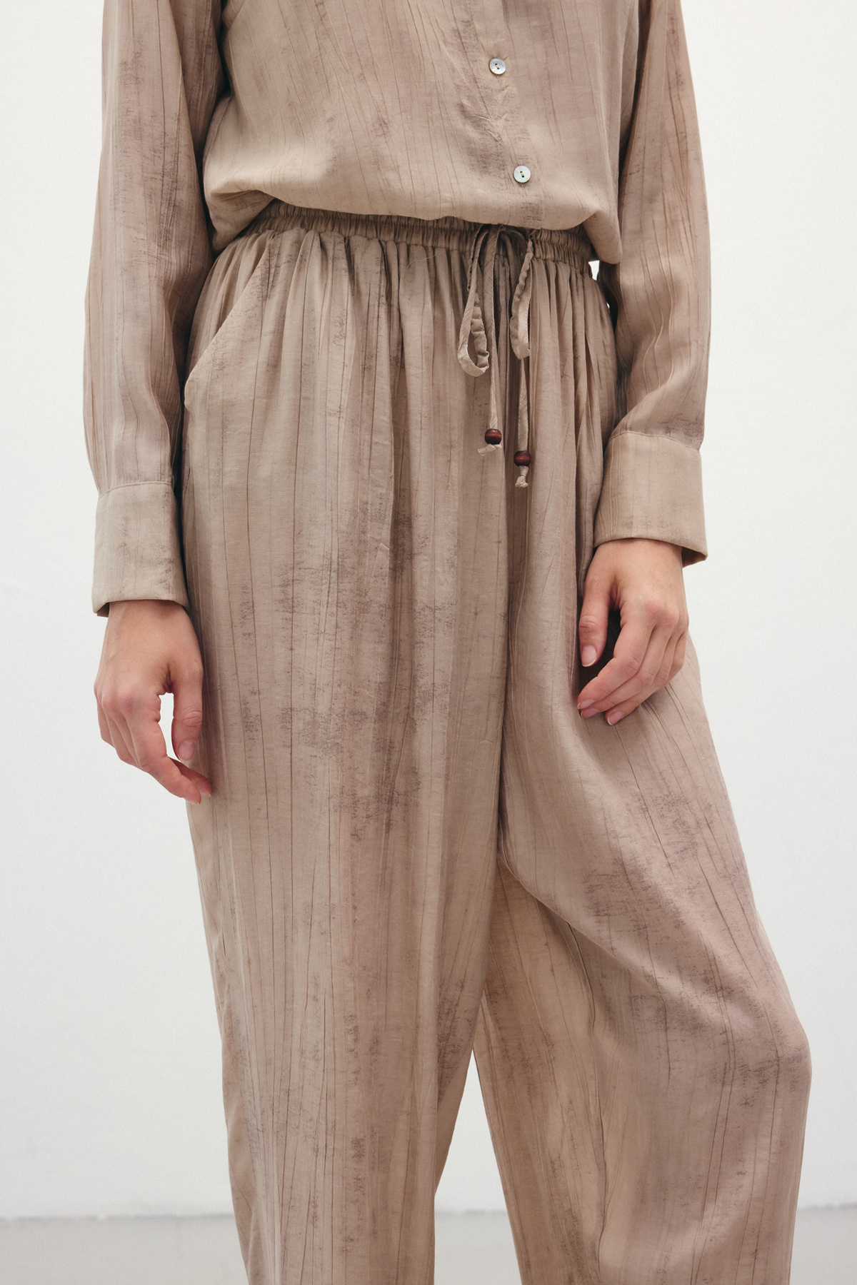 Batık Desenli  Pantolon - Bej