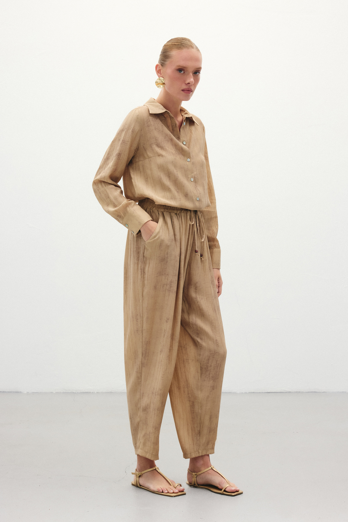 Batık Desenli  Pantolon - Camel