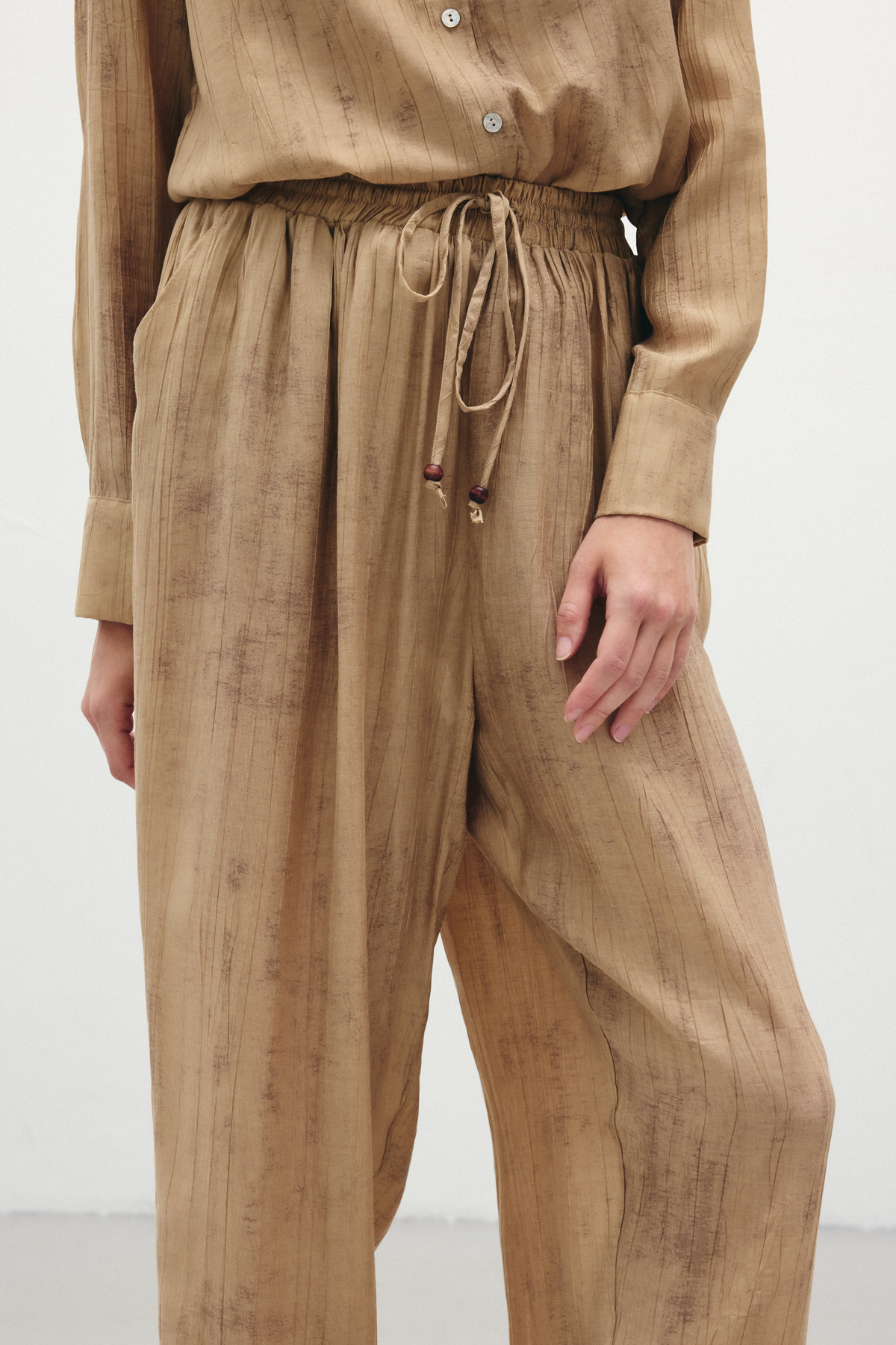 Batık Desenli  Pantolon - Camel