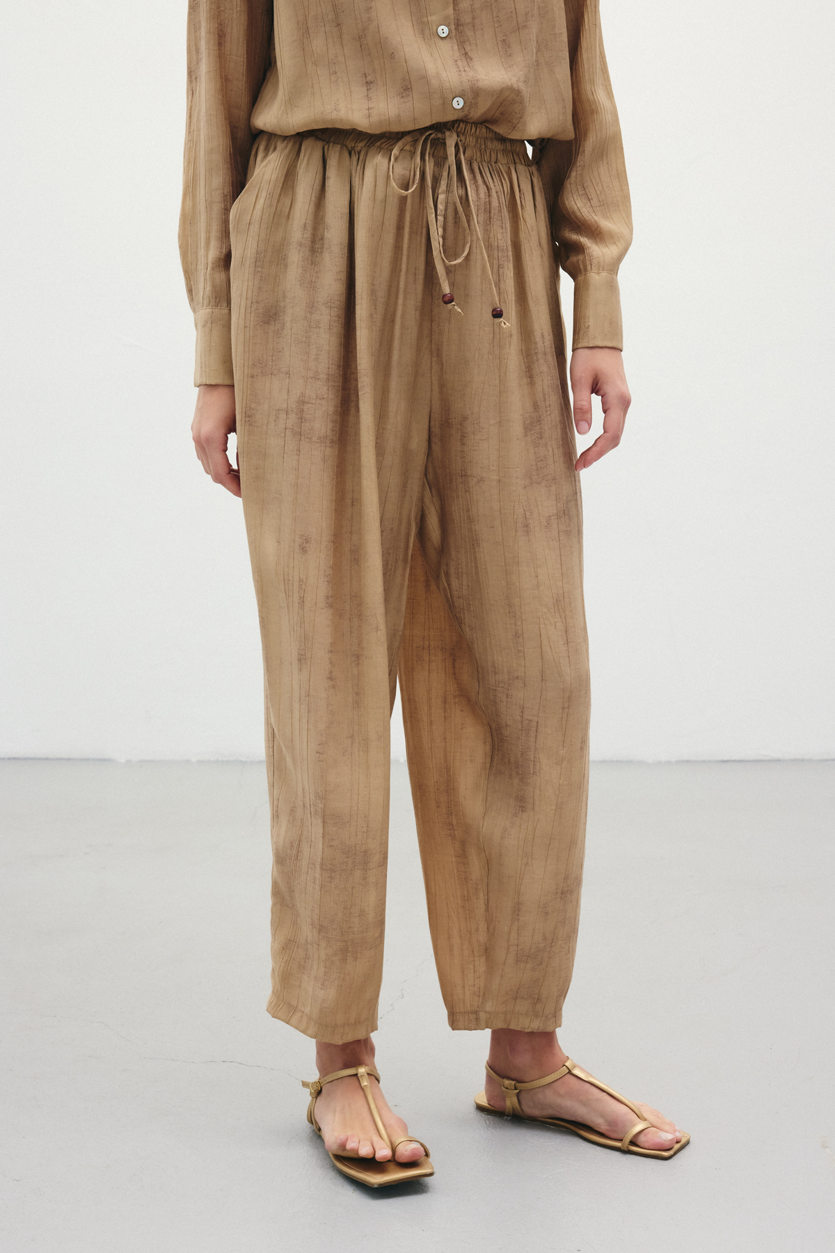 Batık Desenli  Pantolon - Camel