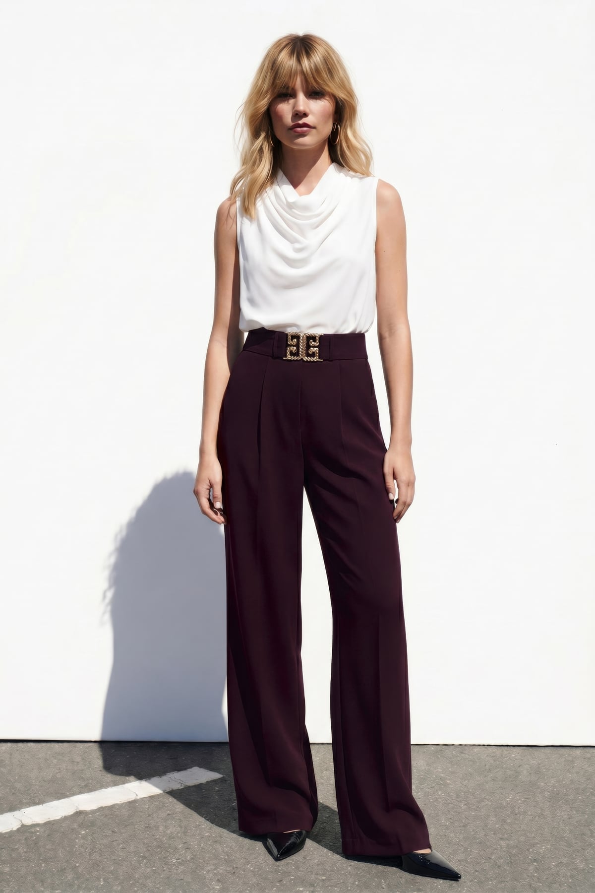 Wide Leg Trousers with Waist Accessories - Murdum