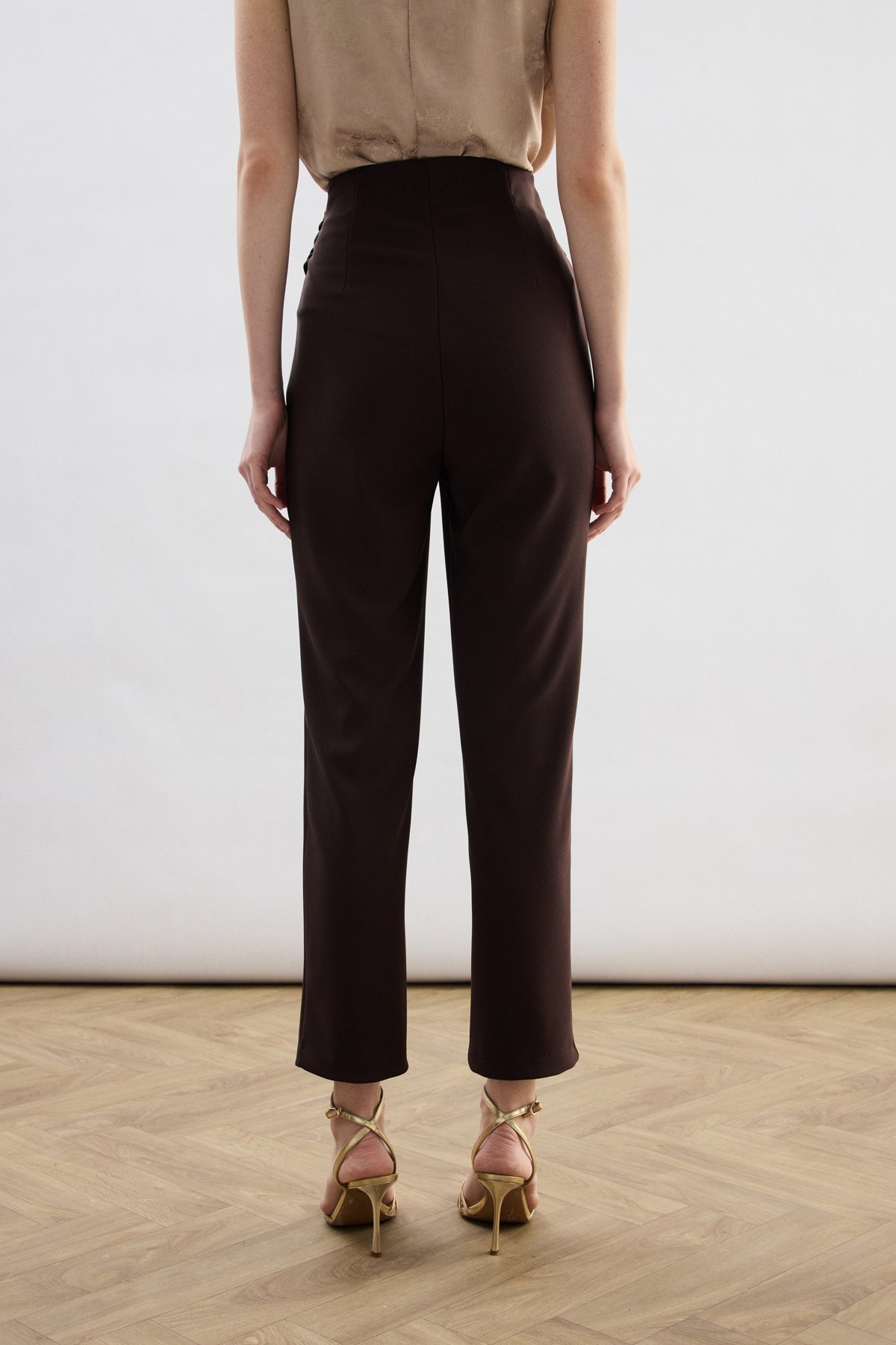 Bel Aksesuarlı Pantolon - Kahve