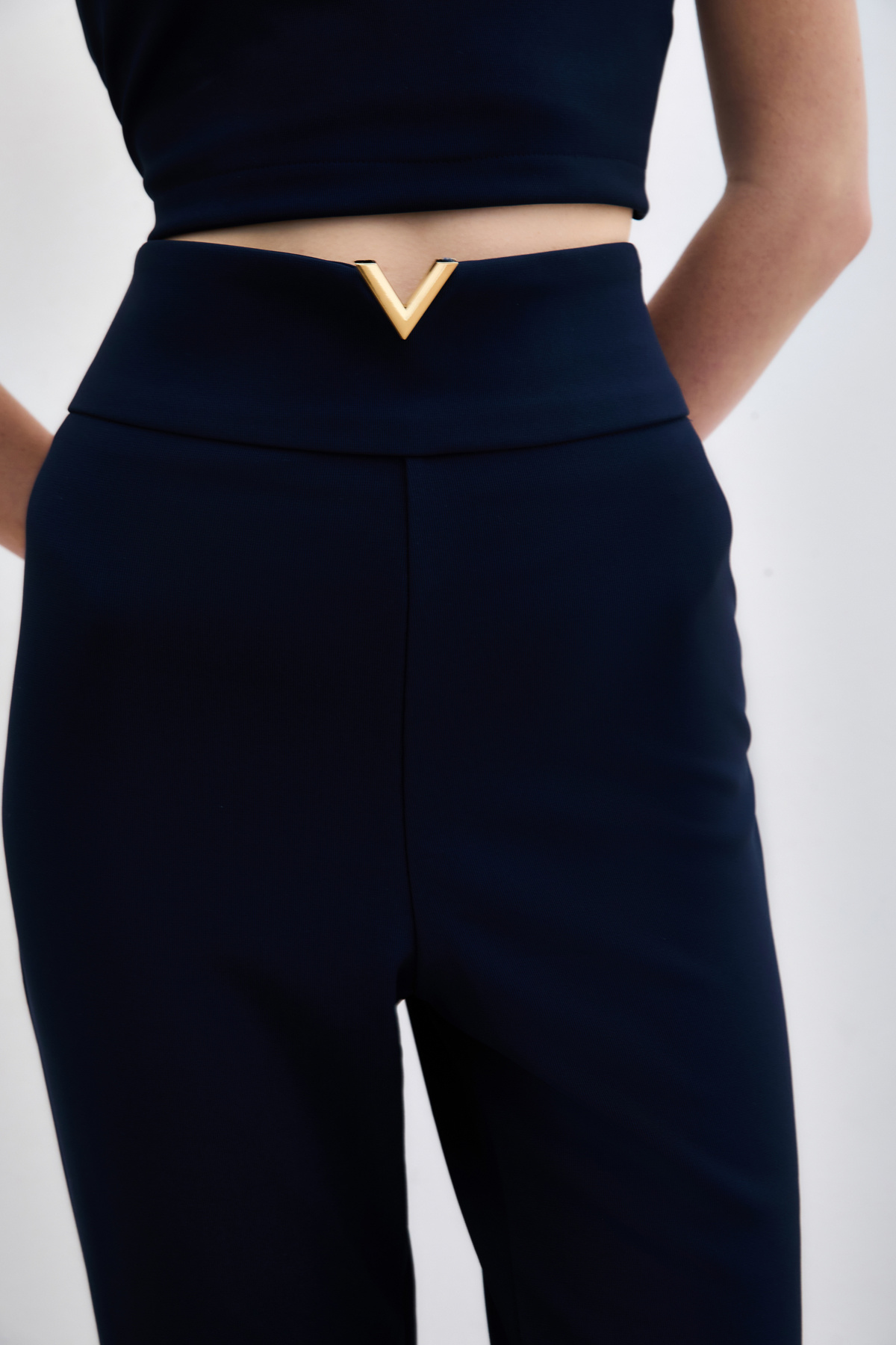 Bel Aksesuarlı Pantolon - Lacivert