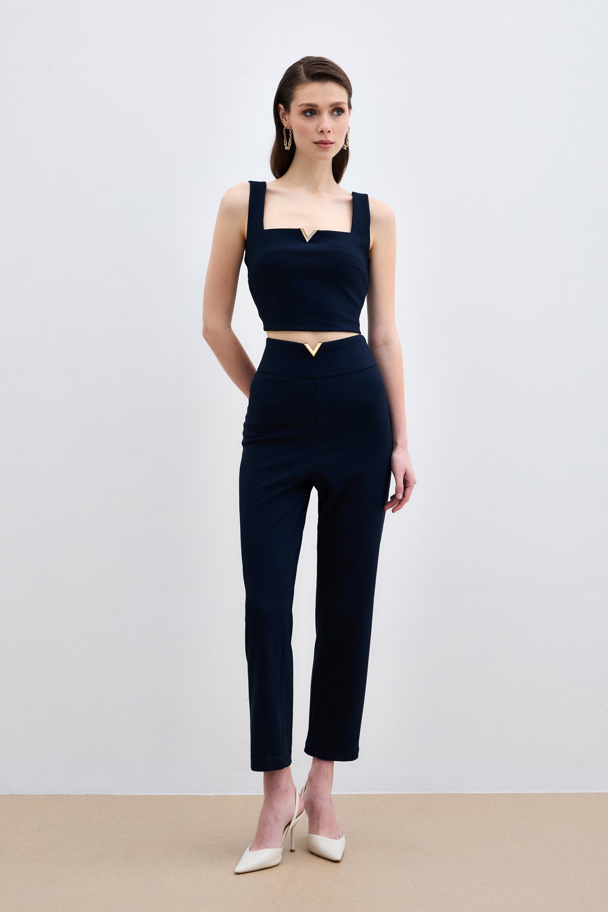 Bel Aksesuarlı Pantolon - Lacivert