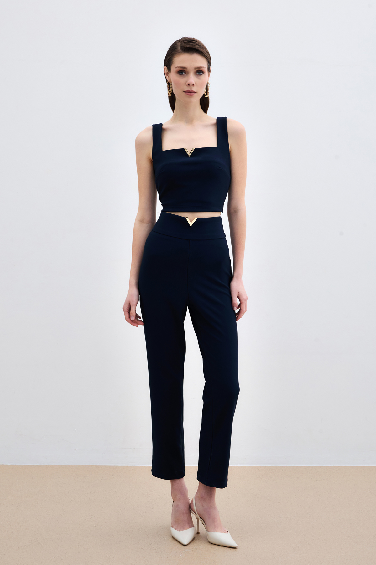 Bel Aksesuarlı Pantolon - Lacivert