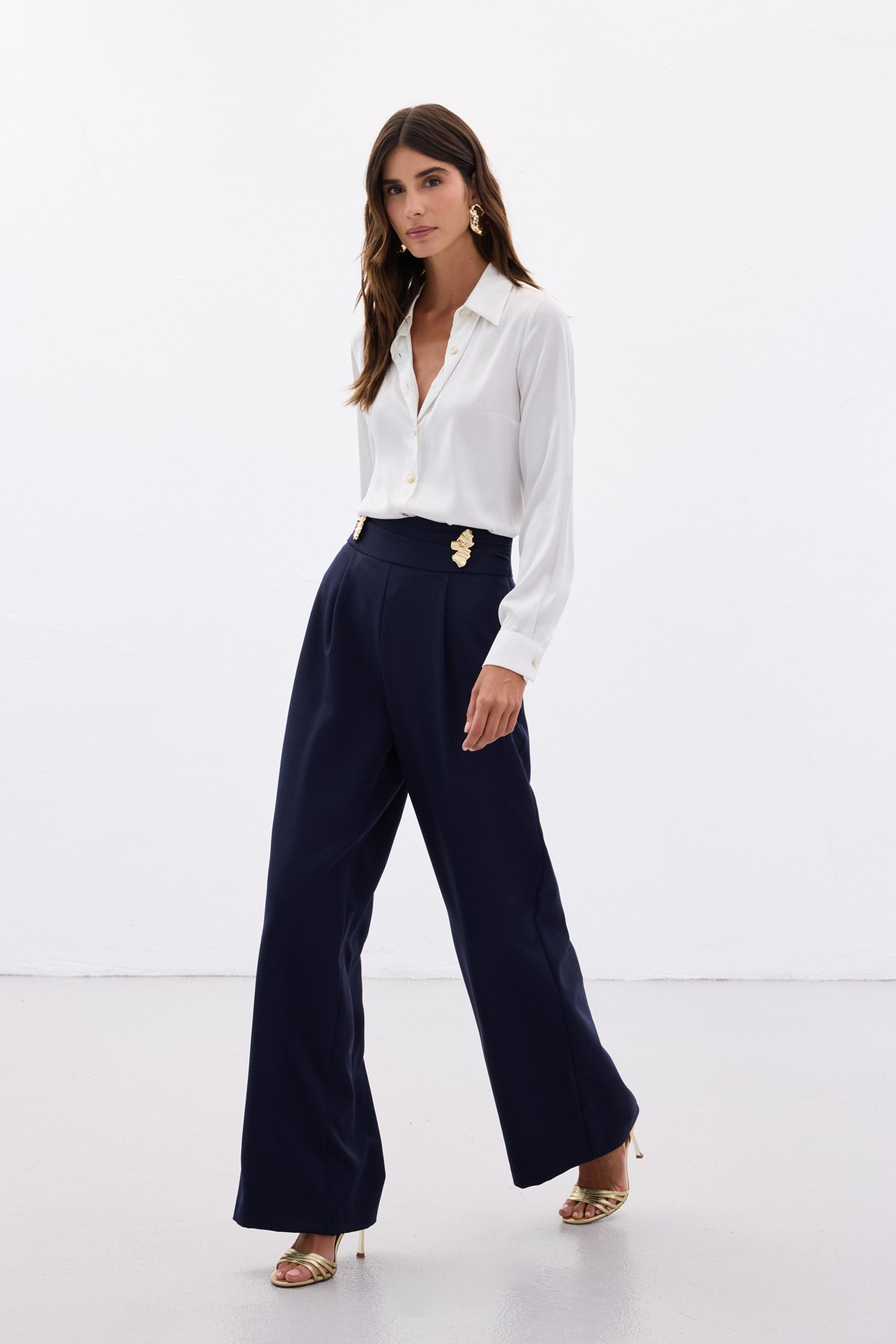 Bel Aksesuarlı Pantolon - Lacivert