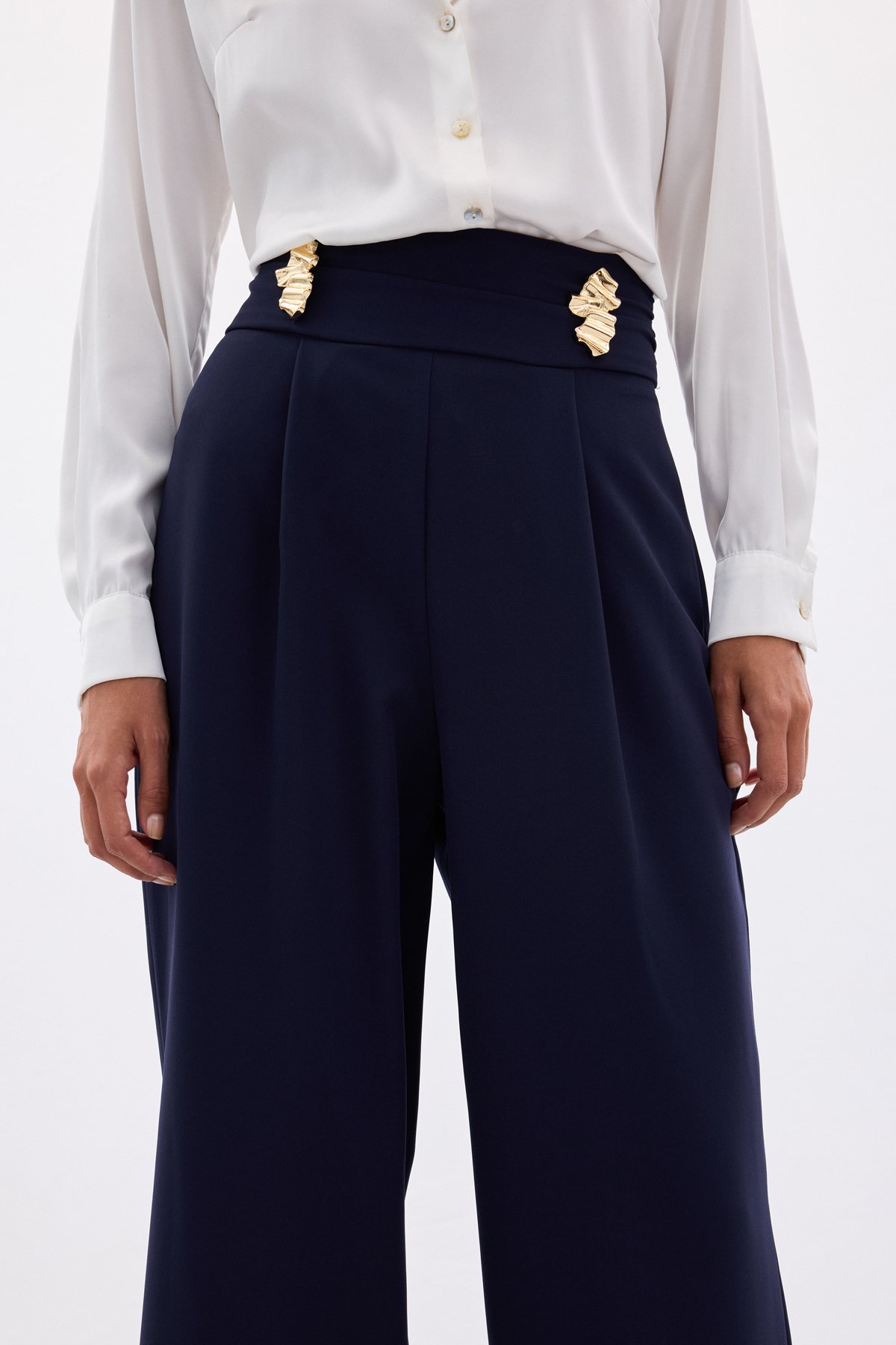 Bel Aksesuarlı Pantolon - Lacivert