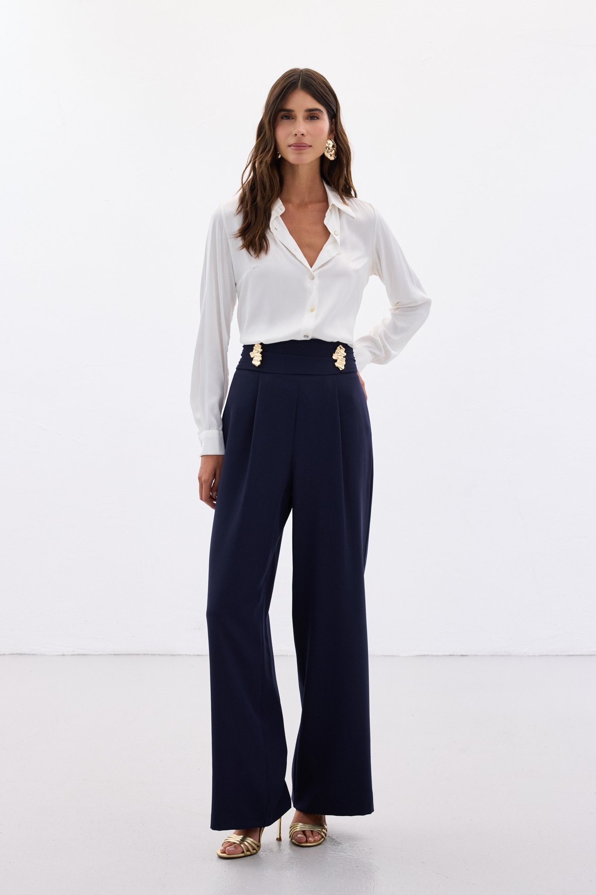 Bel Aksesuarlı Pantolon - Lacivert