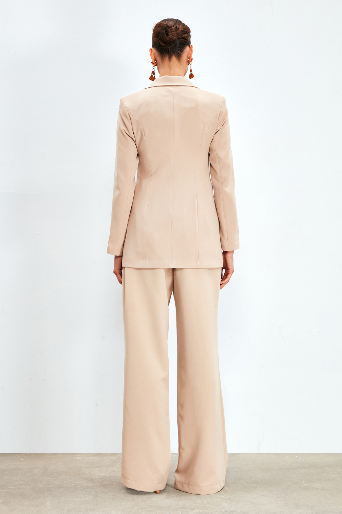 Bel Bağlamalı Uzun Ceket - BEJ