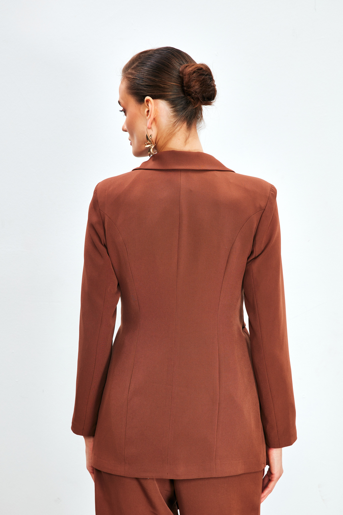 Bel Bağlamalı Uzun Ceket - KAHVE