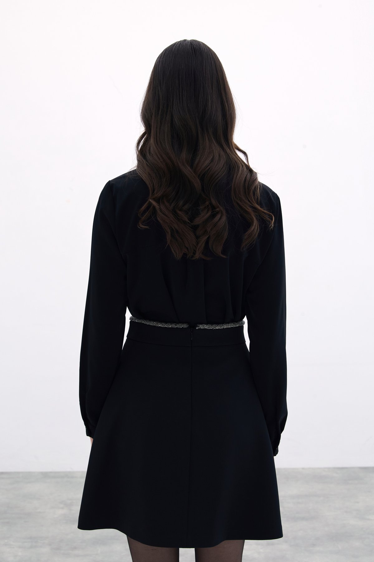 Bel Boncuklu Etek - Siyah