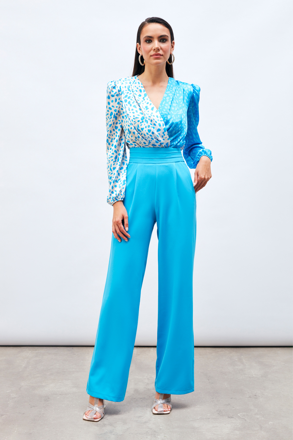 Bel Detaylı Cepli Pantolon - AÇIK MAVİ